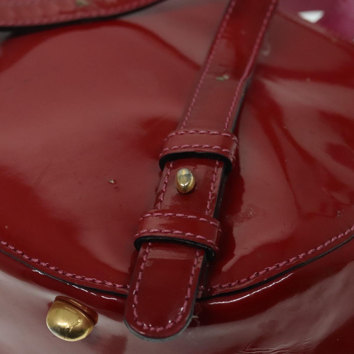 CELINE Backpack Enamel Red Gold Auth 93985