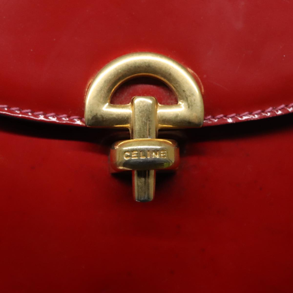 CELINE Backpack Enamel Red Gold Auth 93985