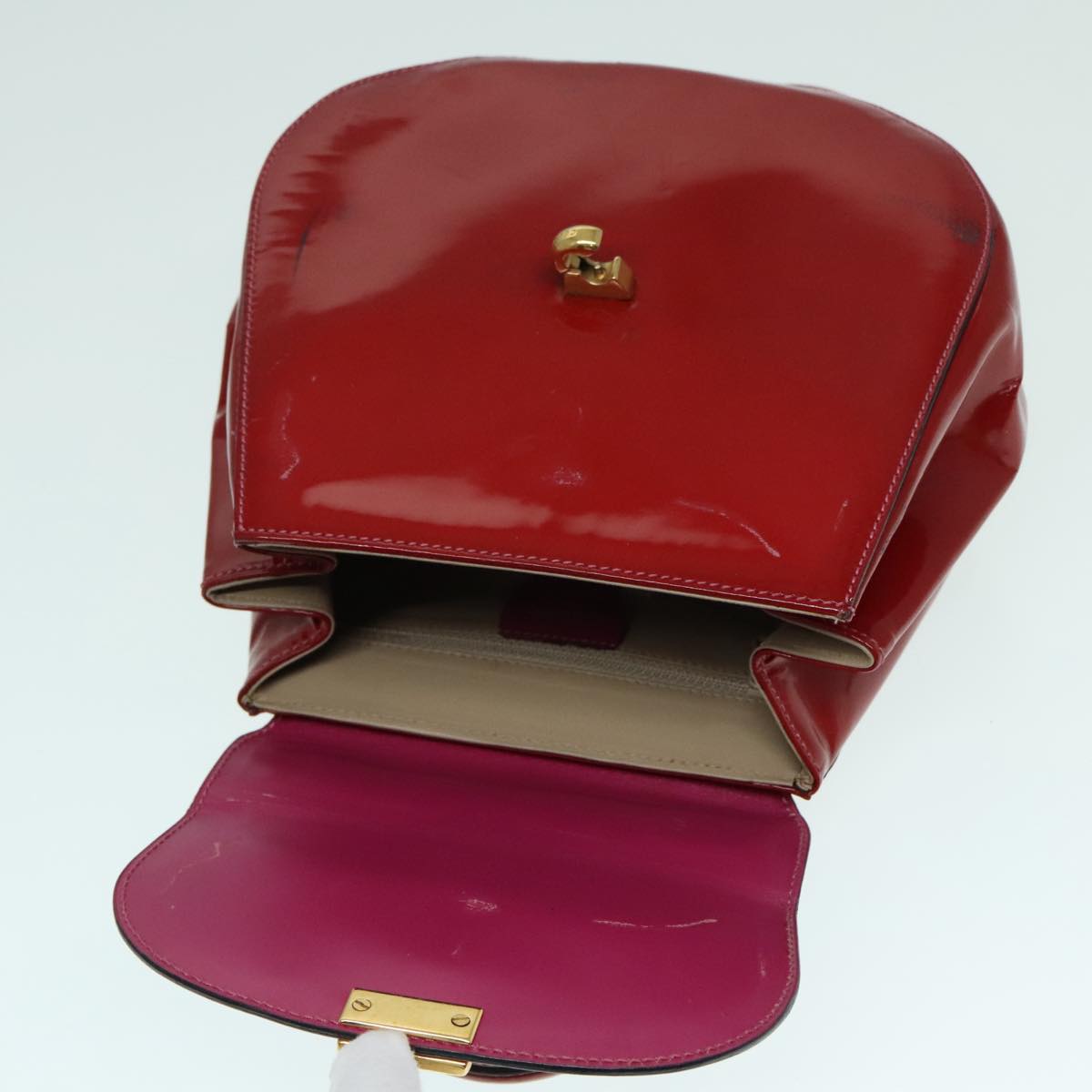 CELINE Backpack Enamel Red Gold Auth 93985