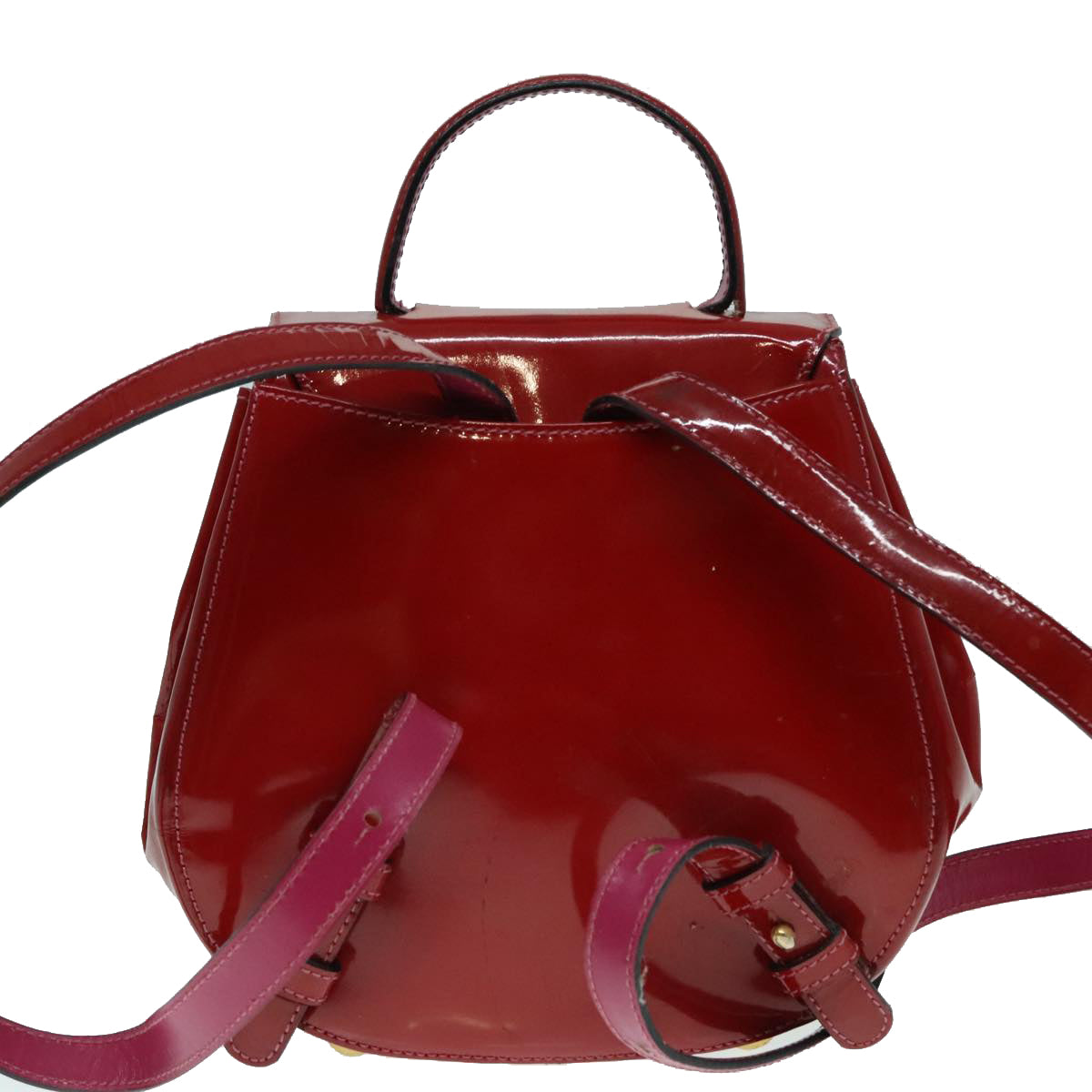 CELINE Backpack Enamel Red Gold Auth 93985