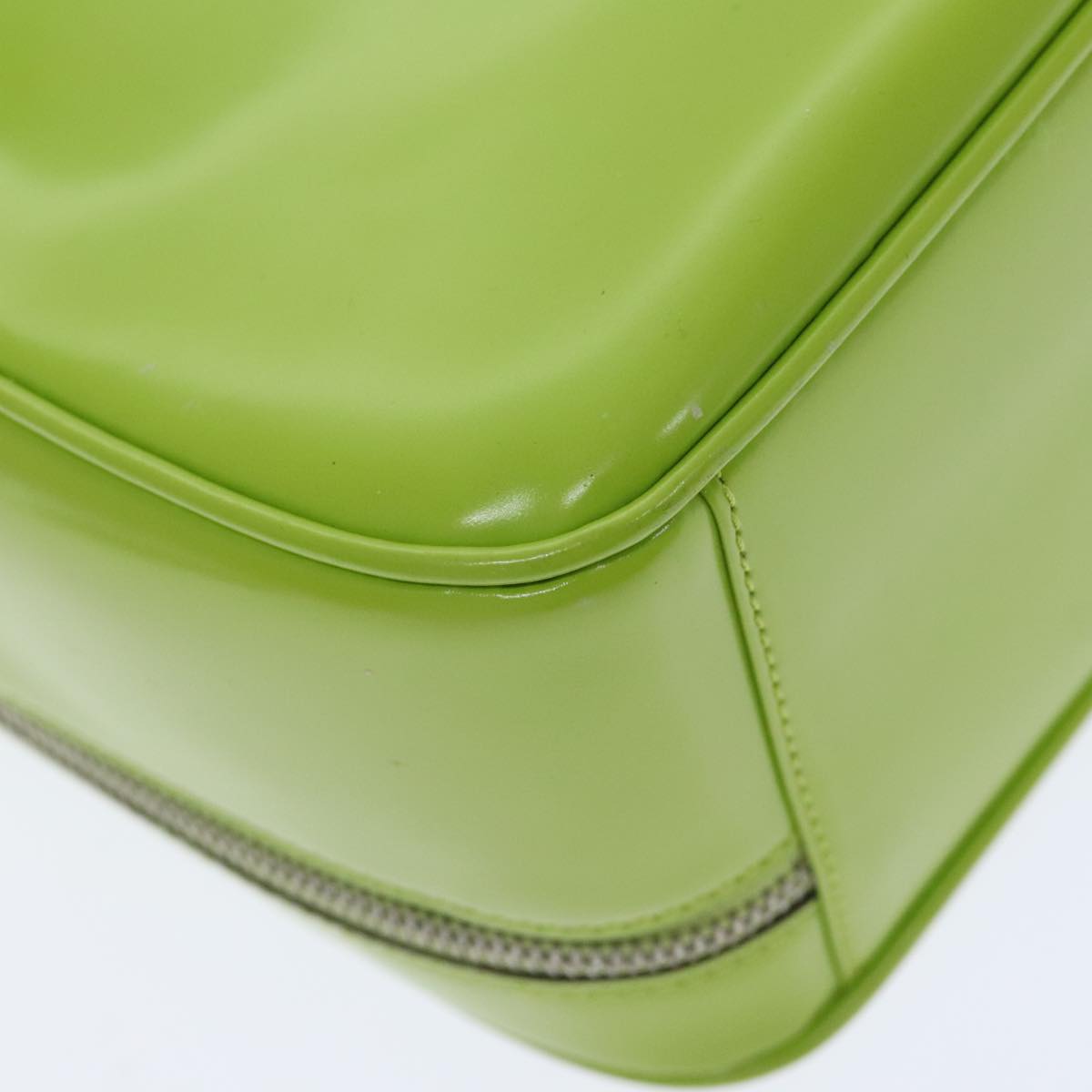 GUCCI Vanity Hand Bag Patent leather 2way Green Silver 000 2040 0323 Auth 93986