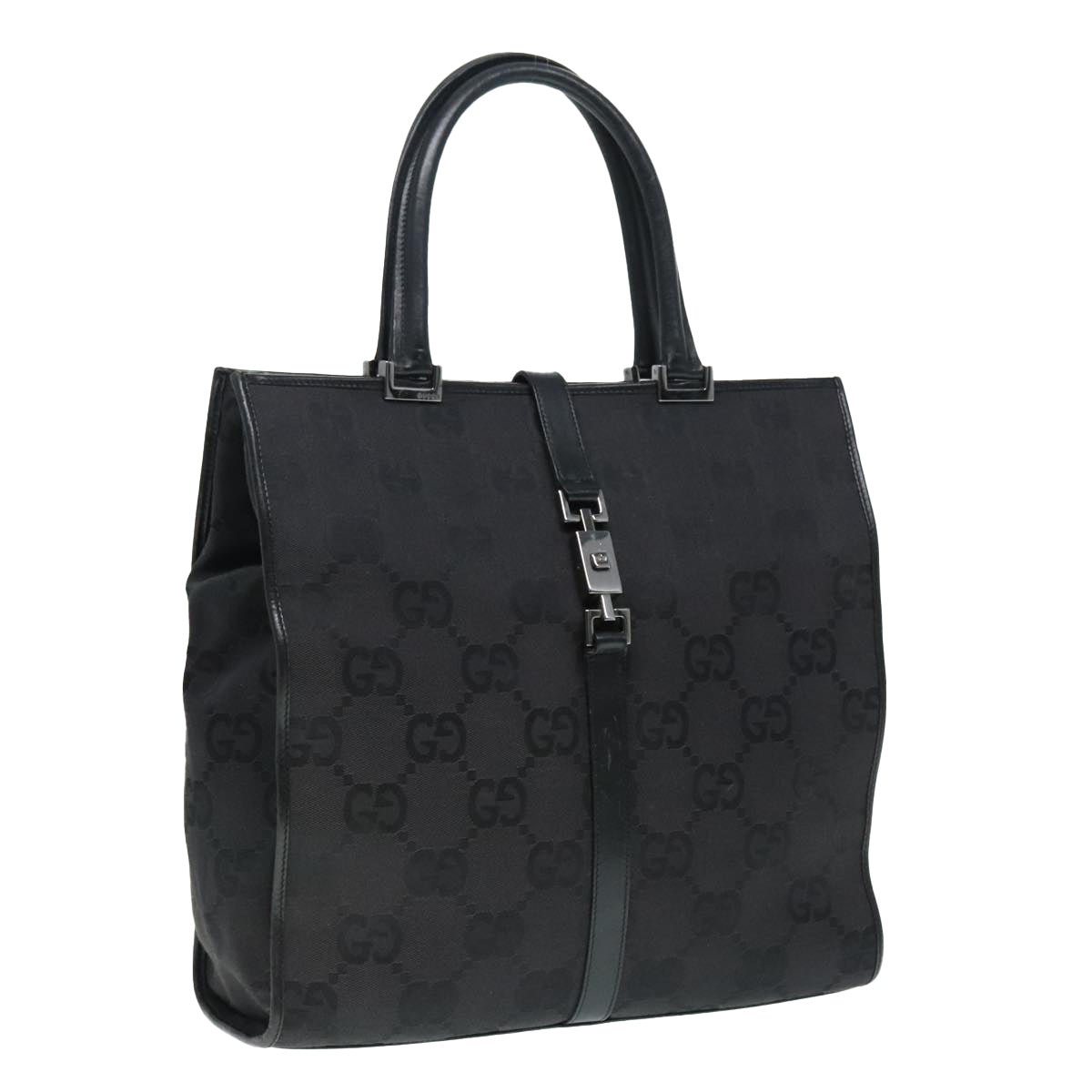 GUCCI Jackie GG Canvas Hand Bag Black Silver 002 1064 3444 Auth 93994