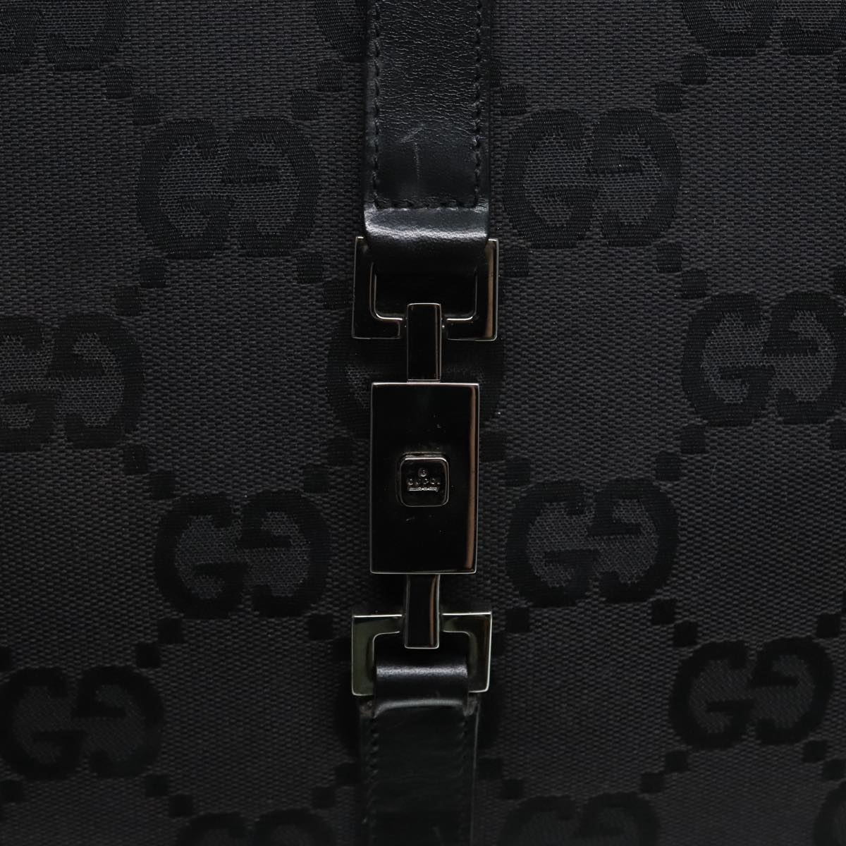 GUCCI Jackie GG Canvas Hand Bag Black Silver 002 1064 3444 Auth 93994