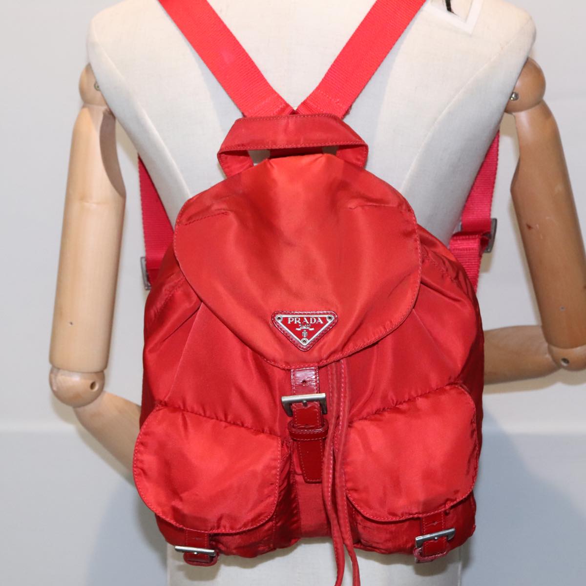 PRADA Backpack Nylon Red Auth 94000