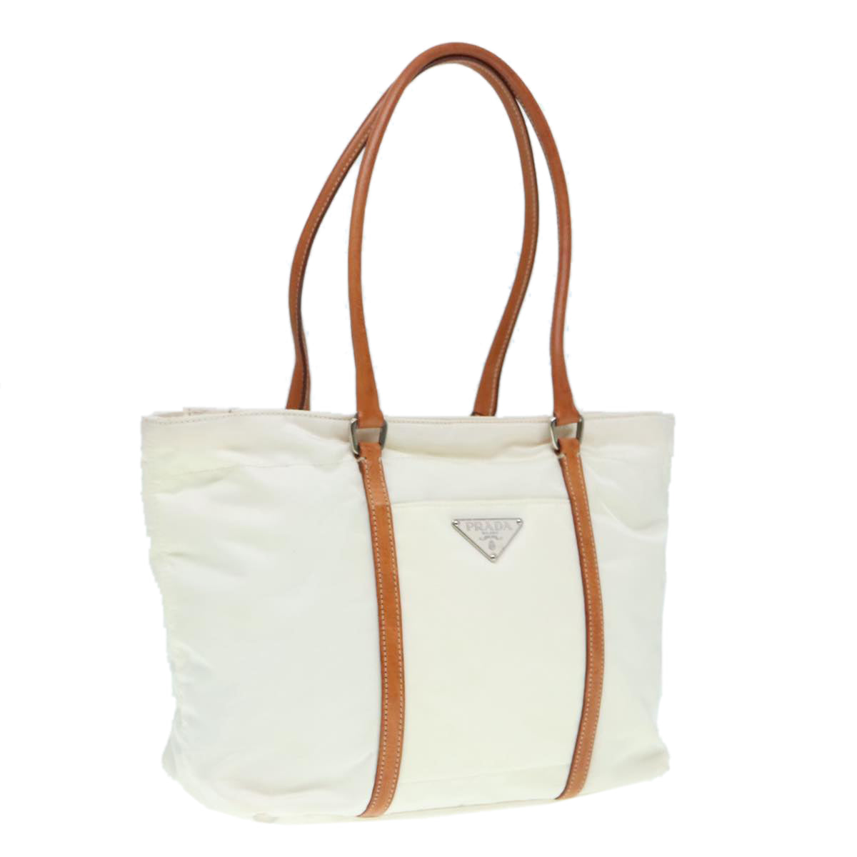 PRADA Hand Bag Nylon White Auth 94003