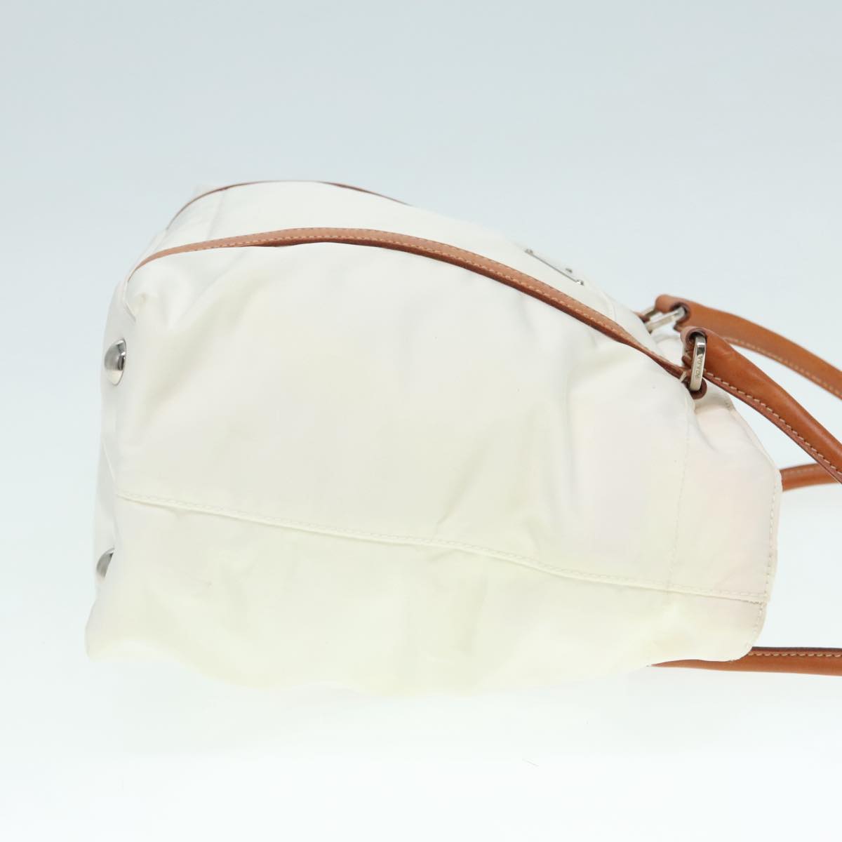 PRADA Hand Bag Nylon White Auth 94003