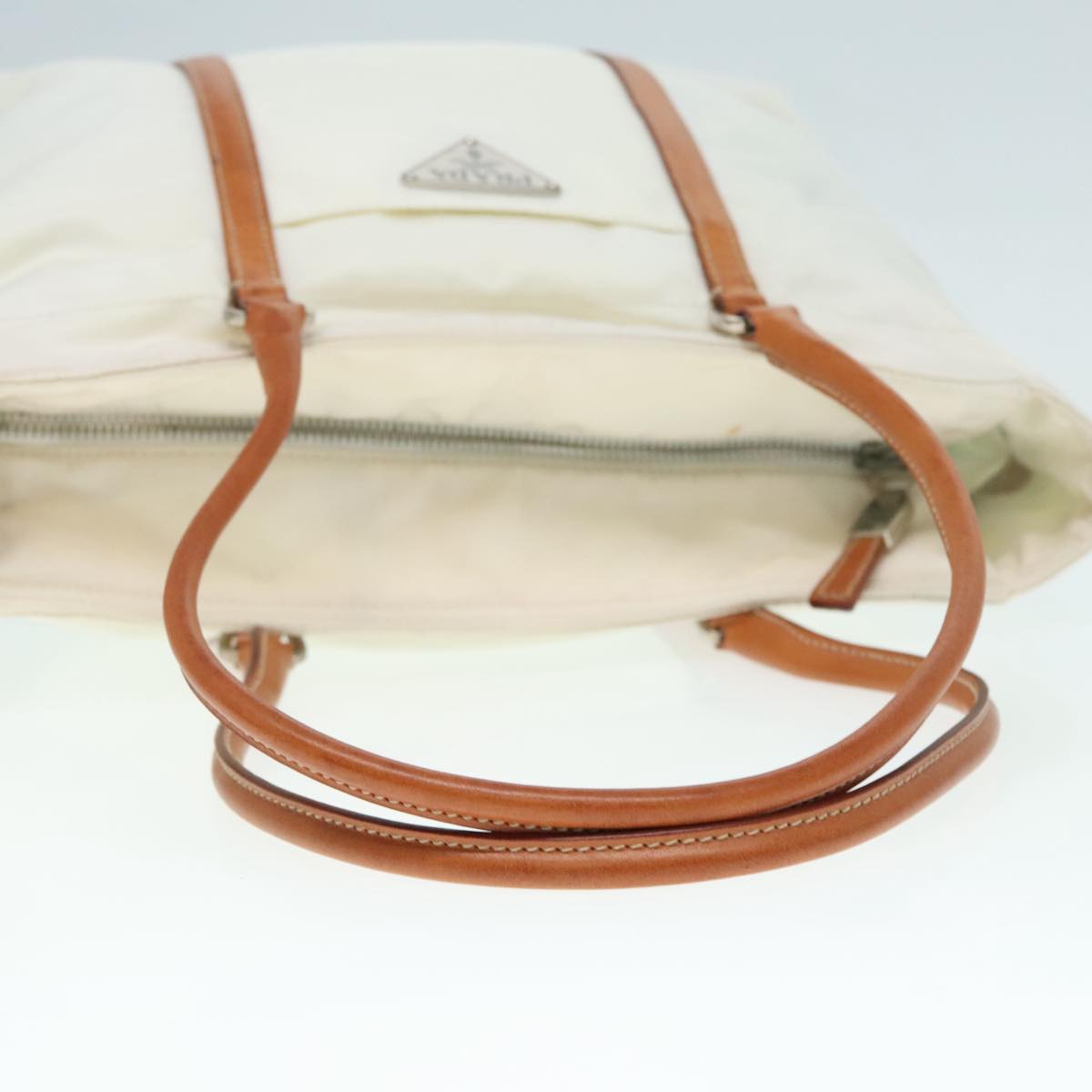 PRADA Hand Bag Nylon White Auth 94003