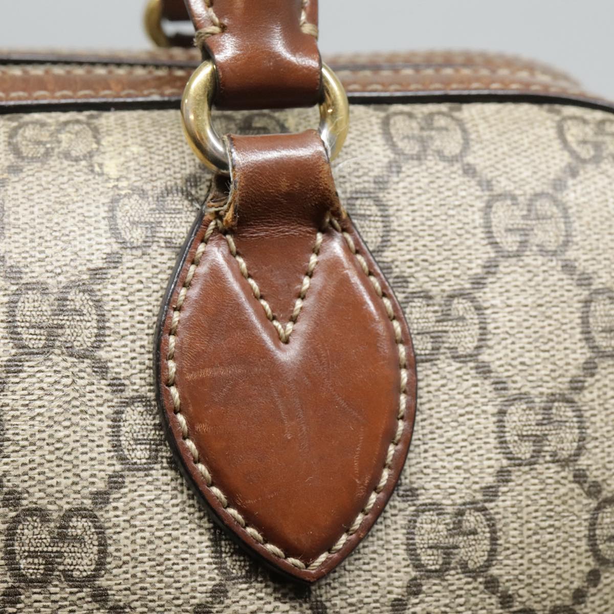 GUCCI GG Supreme Hand Bag PVC 2way Gold Beige 409529 Auth 94012