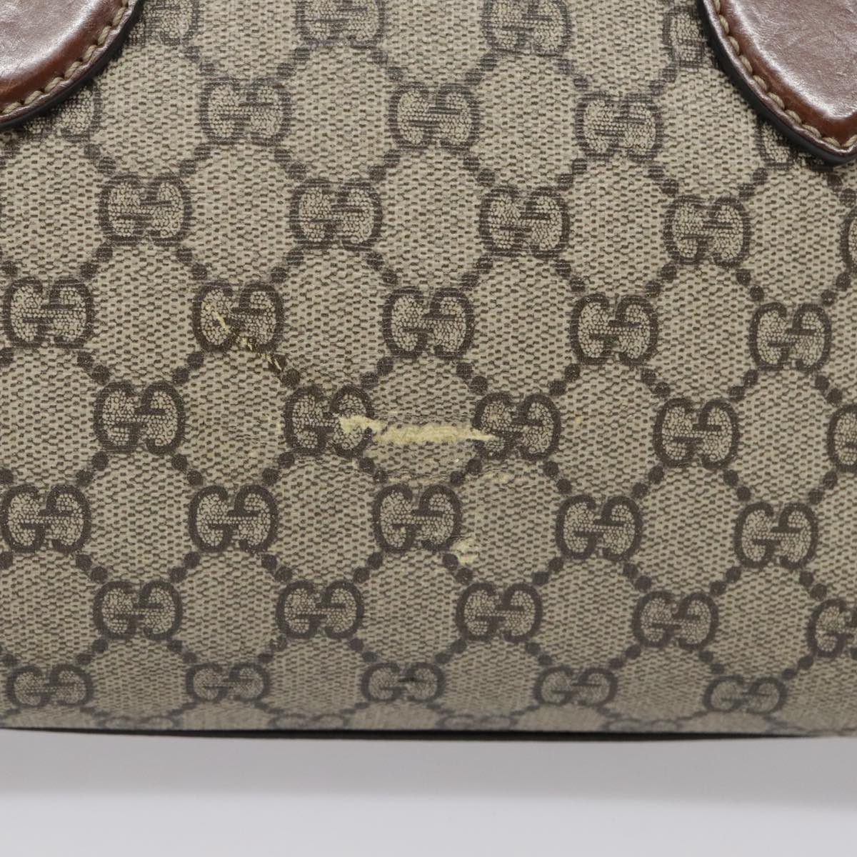 GUCCI GG Supreme Hand Bag PVC 2way Gold Beige 409529 Auth 94012