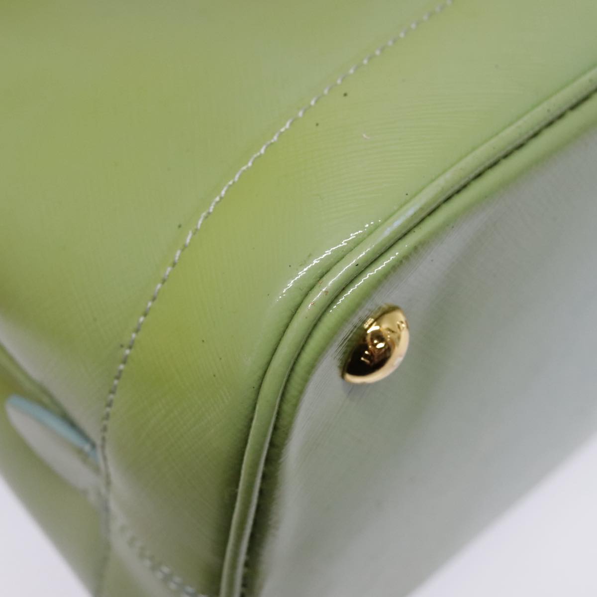 PRADA Hand Bag Safiano leather 2way Green Gold Auth 94025