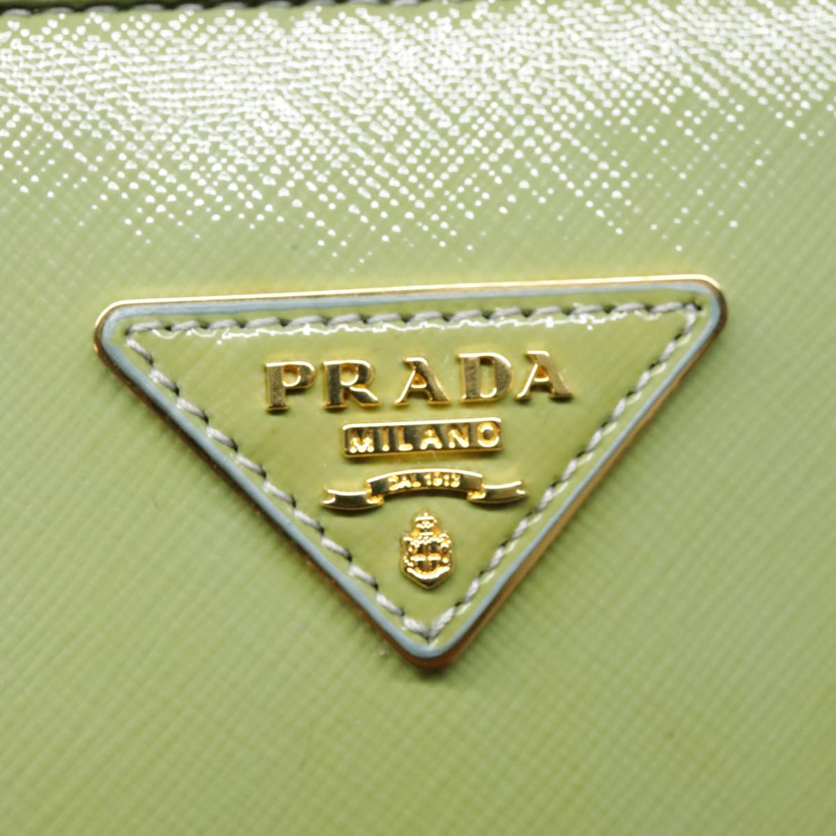 PRADA Hand Bag Safiano leather 2way Green Gold Auth 94025