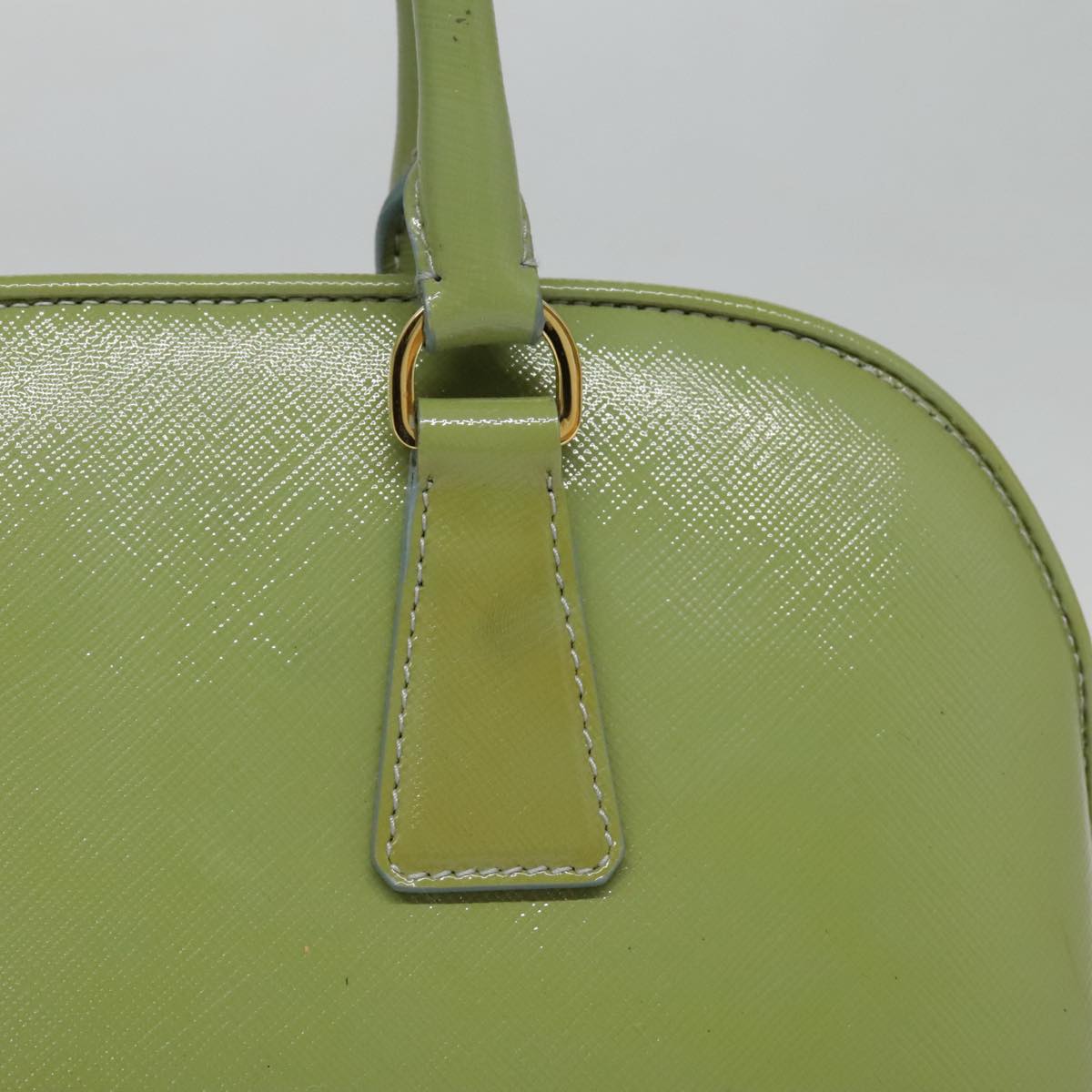 PRADA Hand Bag Safiano leather 2way Green Gold Auth 94025