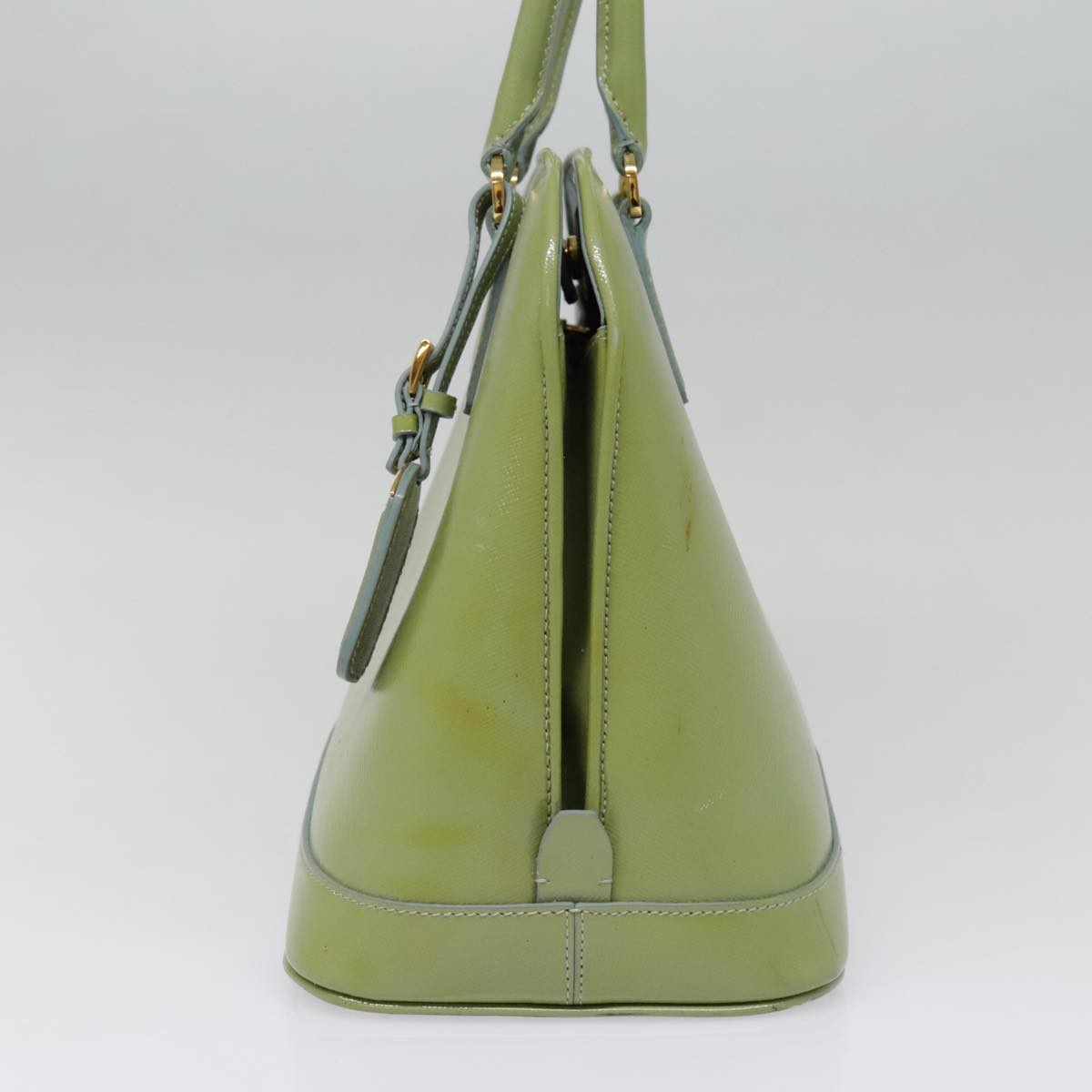 PRADA Hand Bag Safiano leather 2way Green Gold Auth 94025