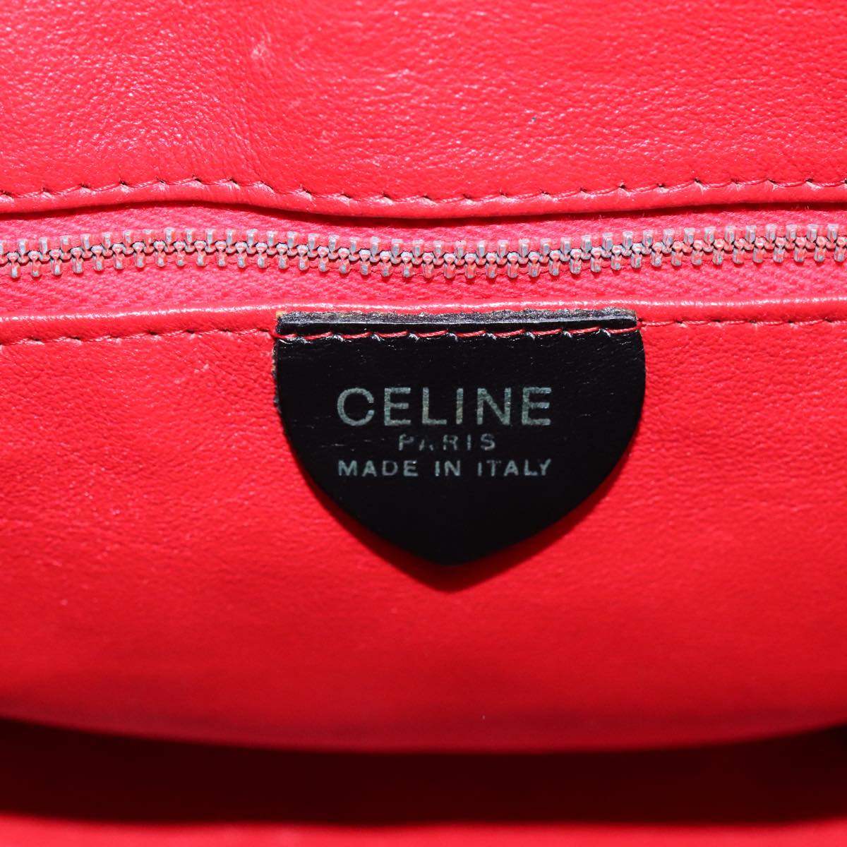 CELINE Shoulder Bag Leather Black Gold Auth 94032