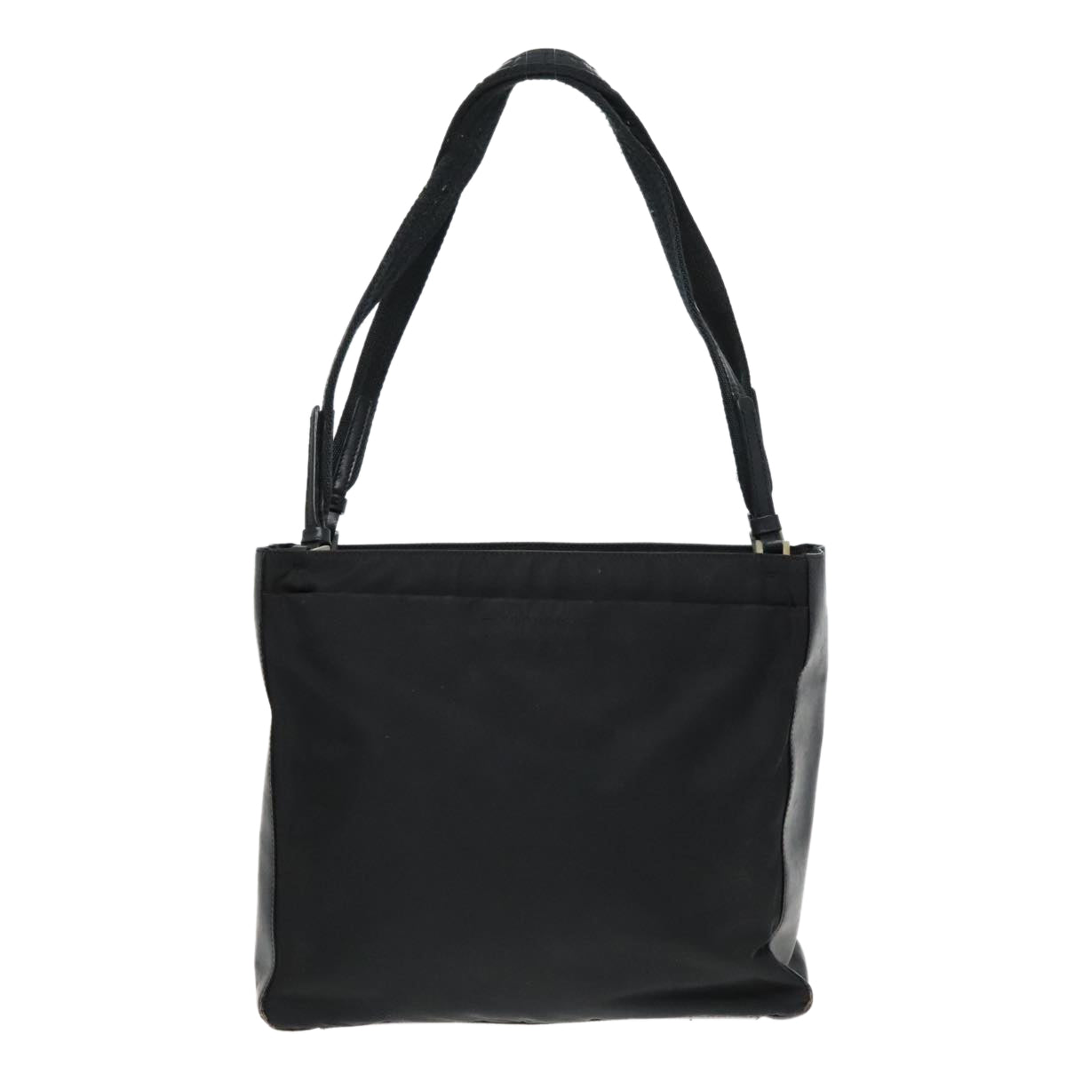 PRADA Tote Bag Nylon Black Silver Auth 94044