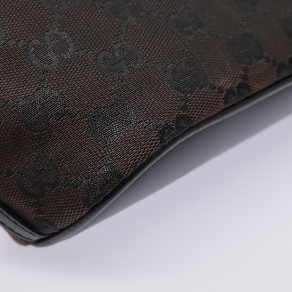 GUCCI GG Canvas Accessory Pouch Black Silver 039 1103 3903 Auth 94046