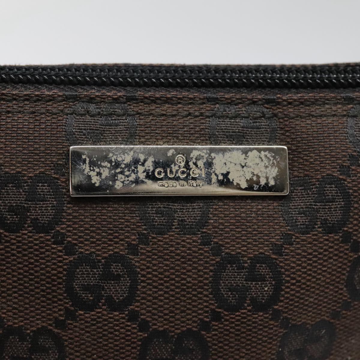 GUCCI GG Canvas Accessory Pouch Black Silver 039 1103 3903 Auth 94046