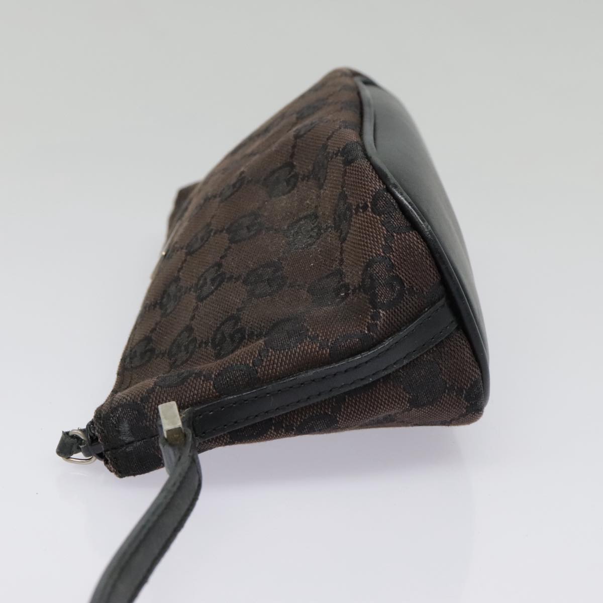 GUCCI GG Canvas Accessory Pouch Black Silver 039 1103 3903 Auth 94046