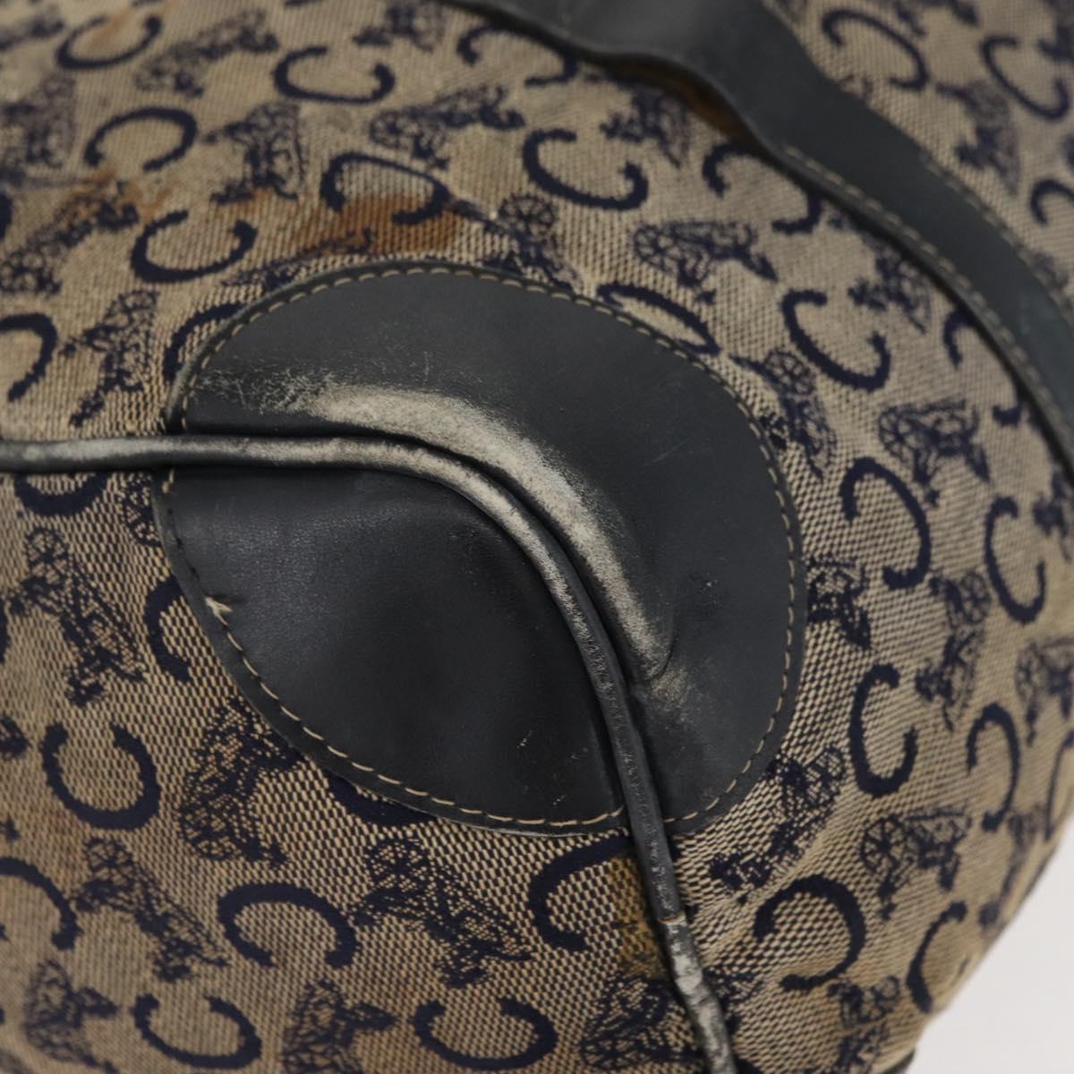 CELINE C Sulky Boston Bag Canvas Navy Gold Auth 94063
