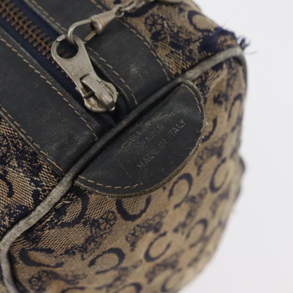 CELINE C Sulky Boston Bag Canvas Navy Gold Auth 94063