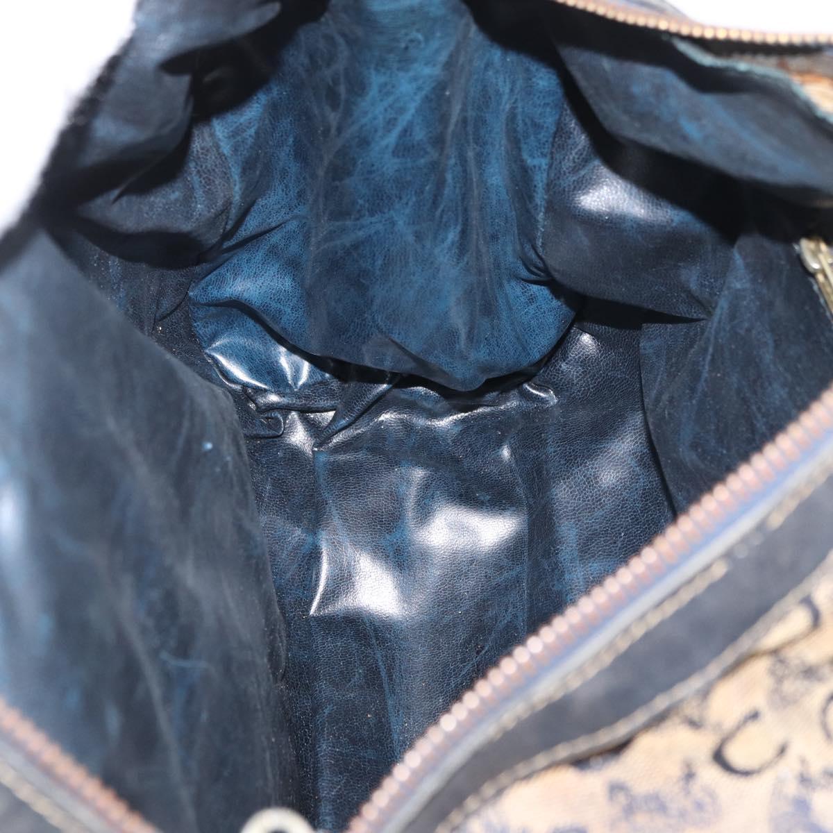 CELINE C Sulky Boston Bag Canvas Navy Gold Auth 94063