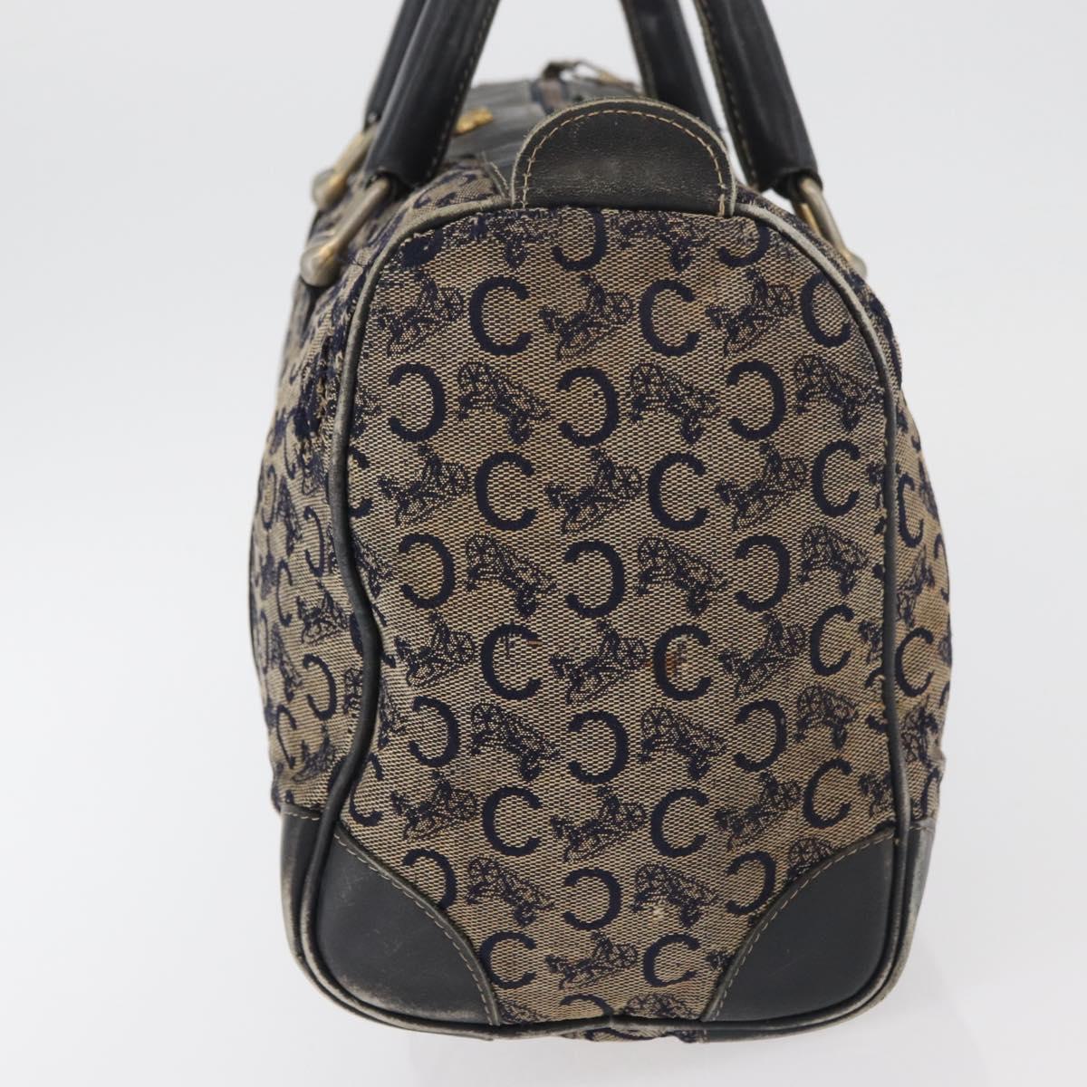CELINE C Sulky Boston Bag Canvas Navy Gold Auth 94063