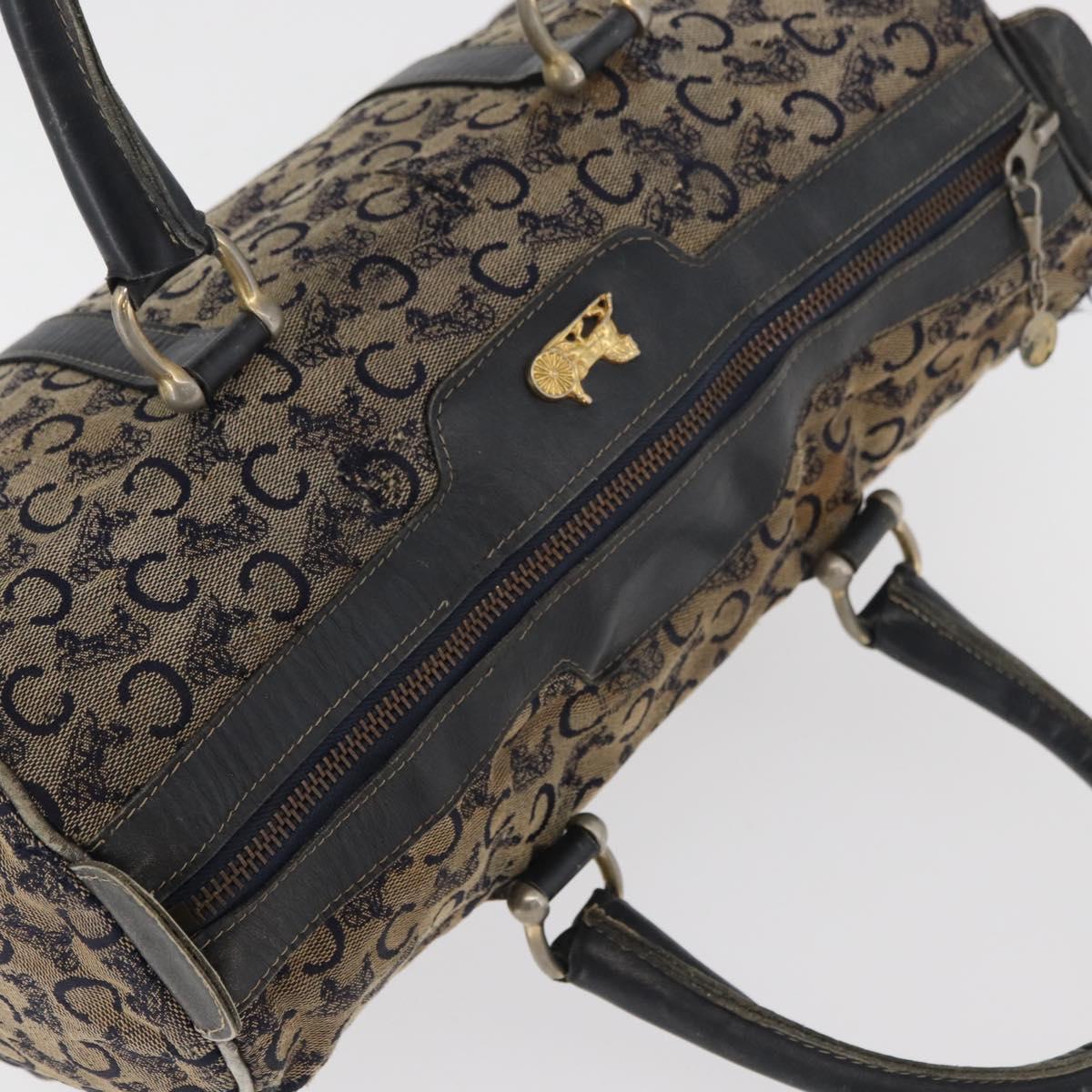 CELINE C Sulky Boston Bag Canvas Navy Gold Auth 94063