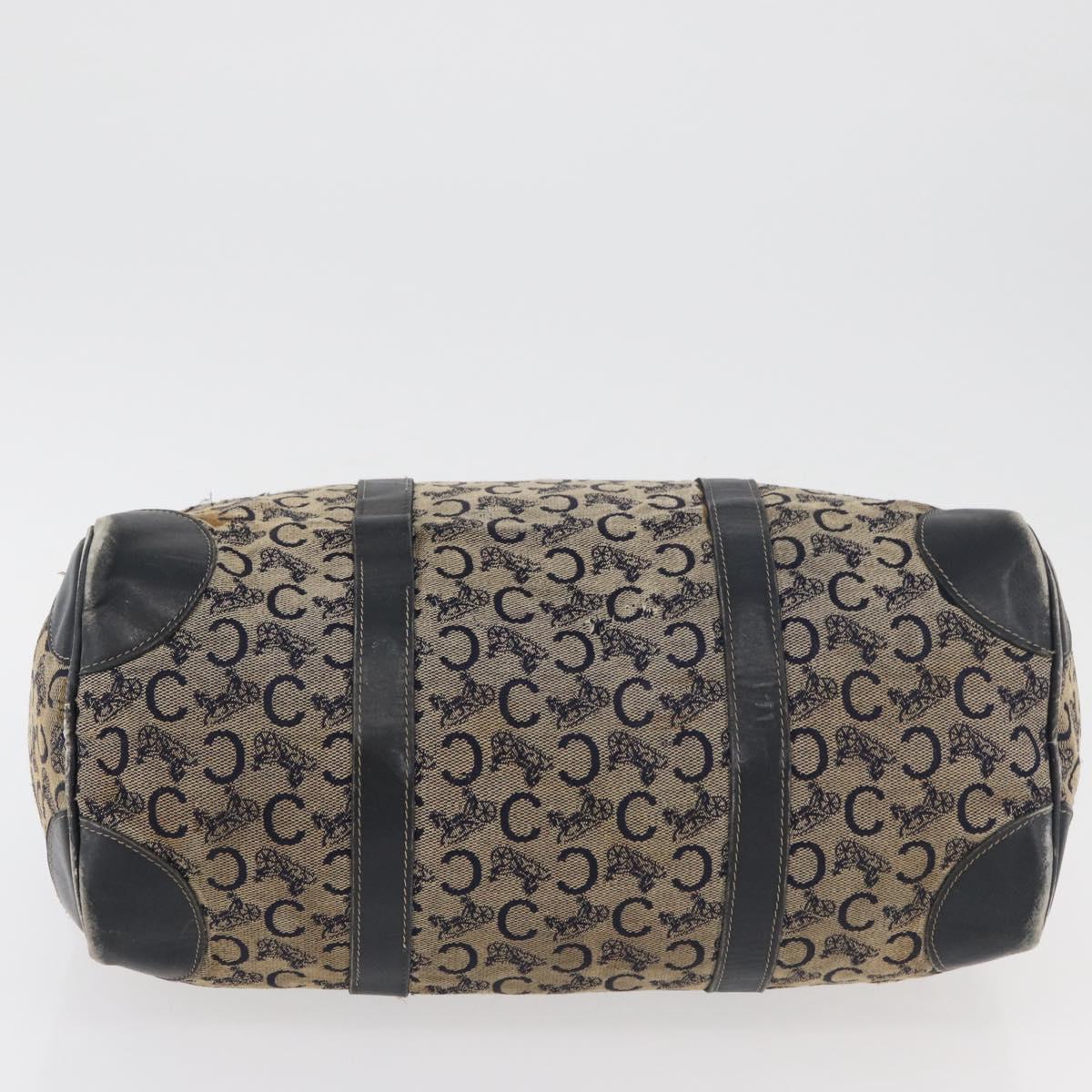 CELINE C Sulky Boston Bag Canvas Navy Gold Auth 94063