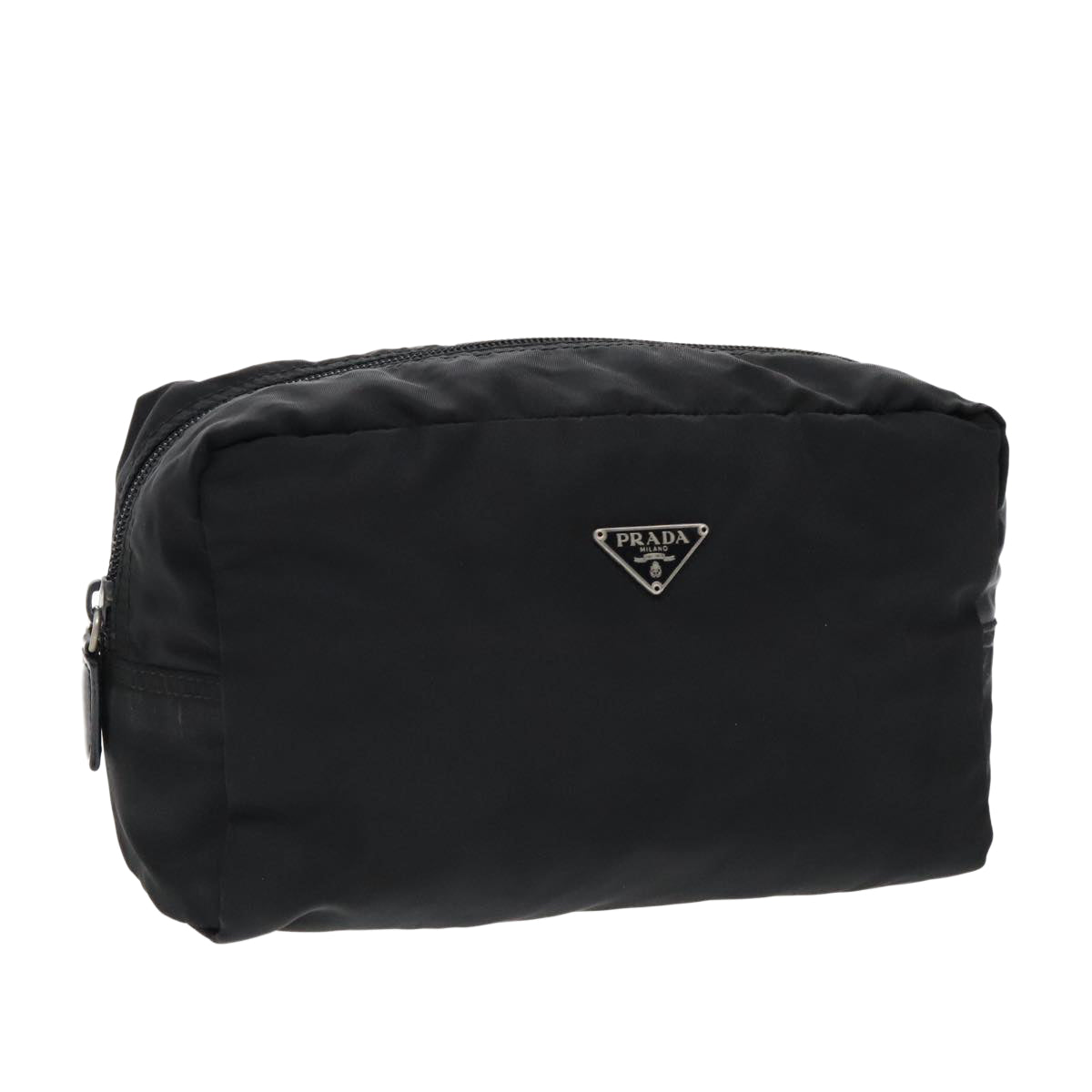 PRADA Pouch Nylon Black Silver Auth 94112