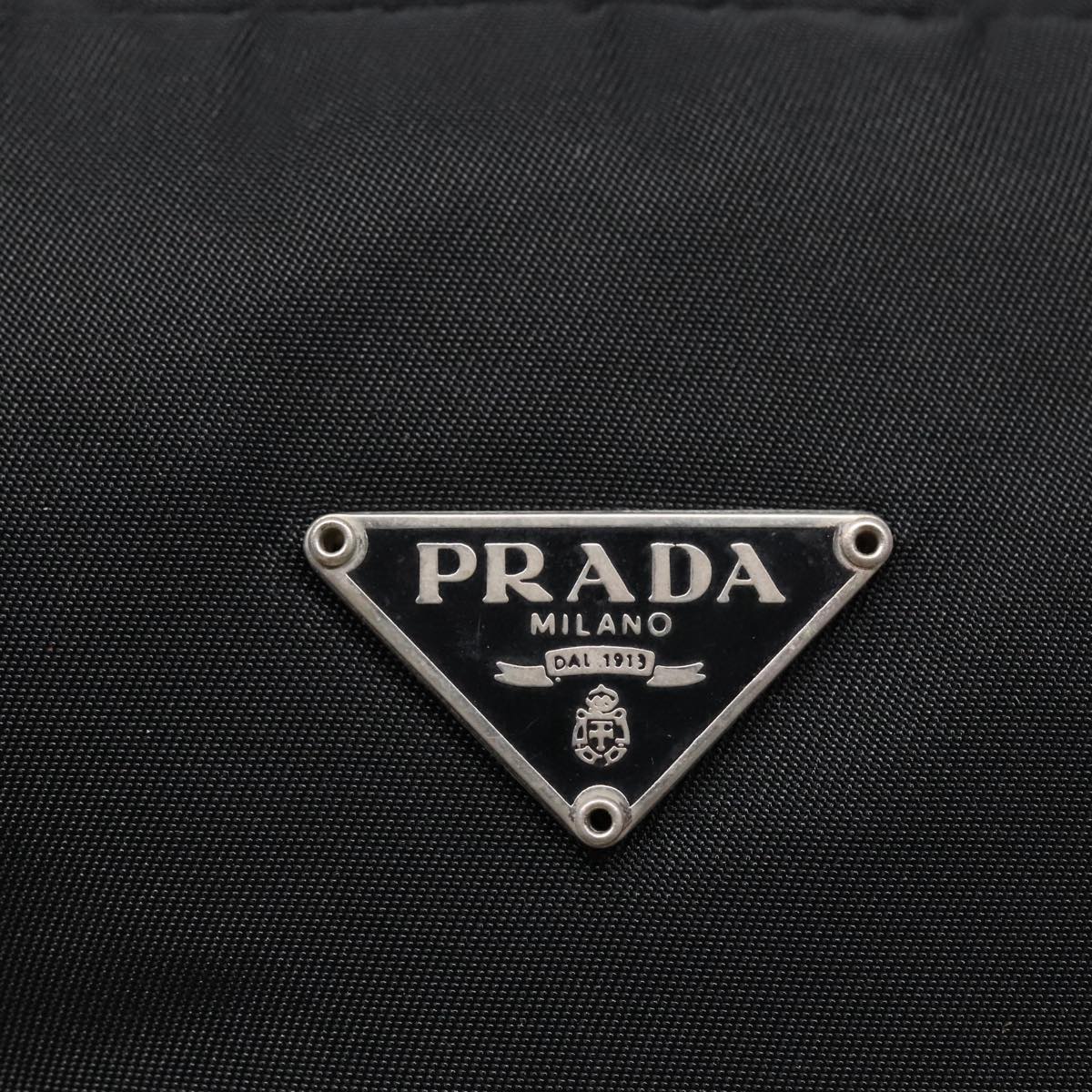 PRADA Pouch Nylon Black Silver Auth 94112