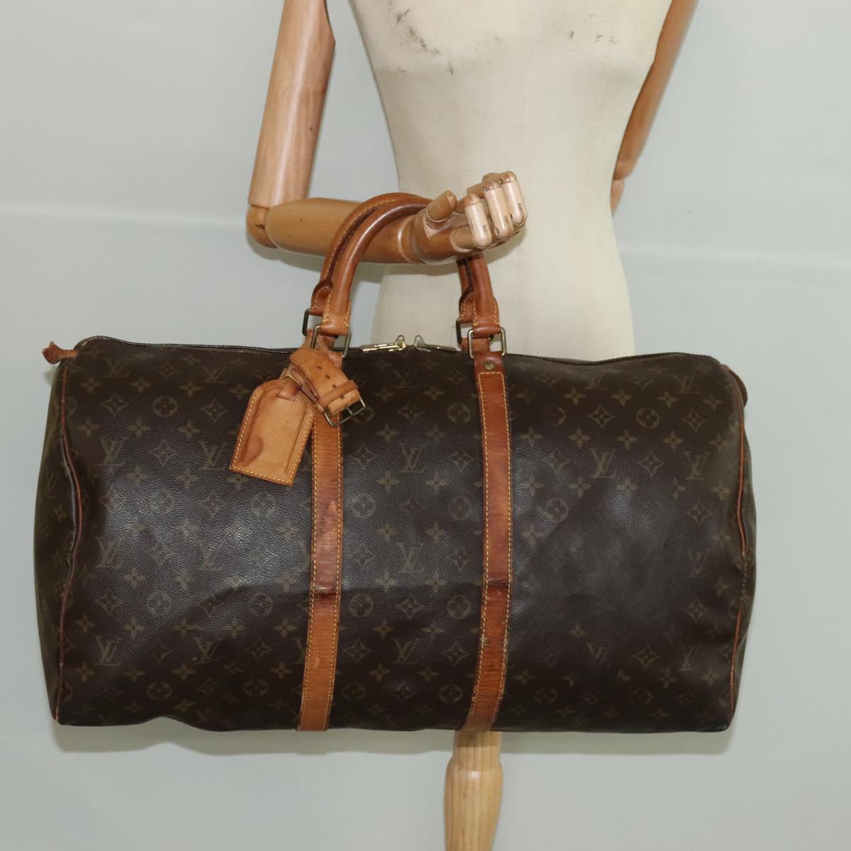 LOUIS VUITTON Monogram Keepall 55 Boston Bag M41424 LV Auth 94115