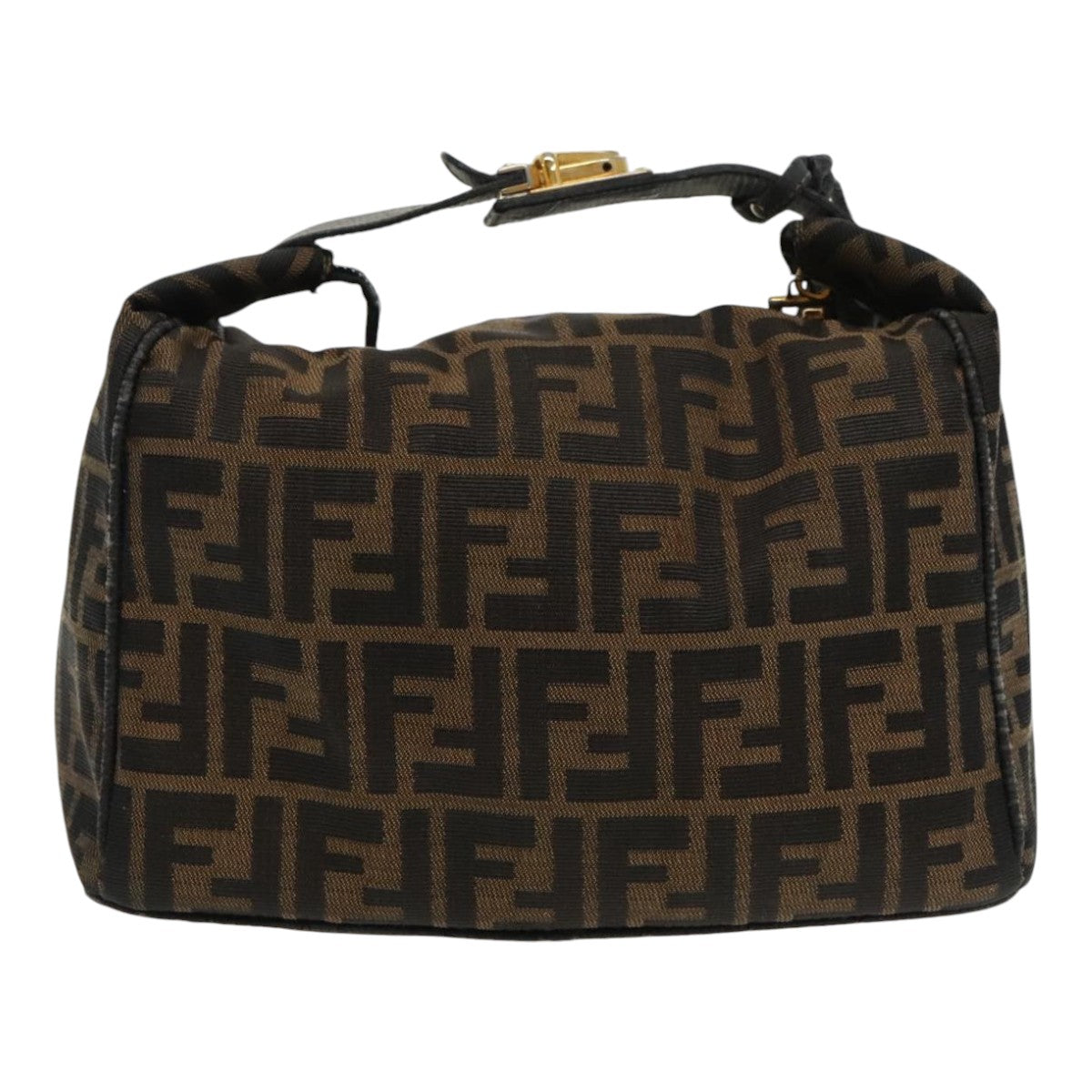 FENDI Zucca Canvas Vanity Hand Bag Brown Black Auth 94131