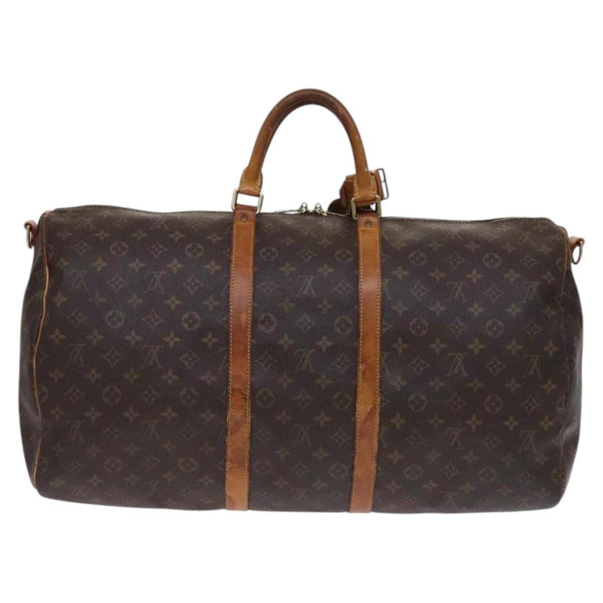 LOUIS VUITTON Monogram Keepall Bandouliere 55 Boston Bag M41414 LV Auth 94151