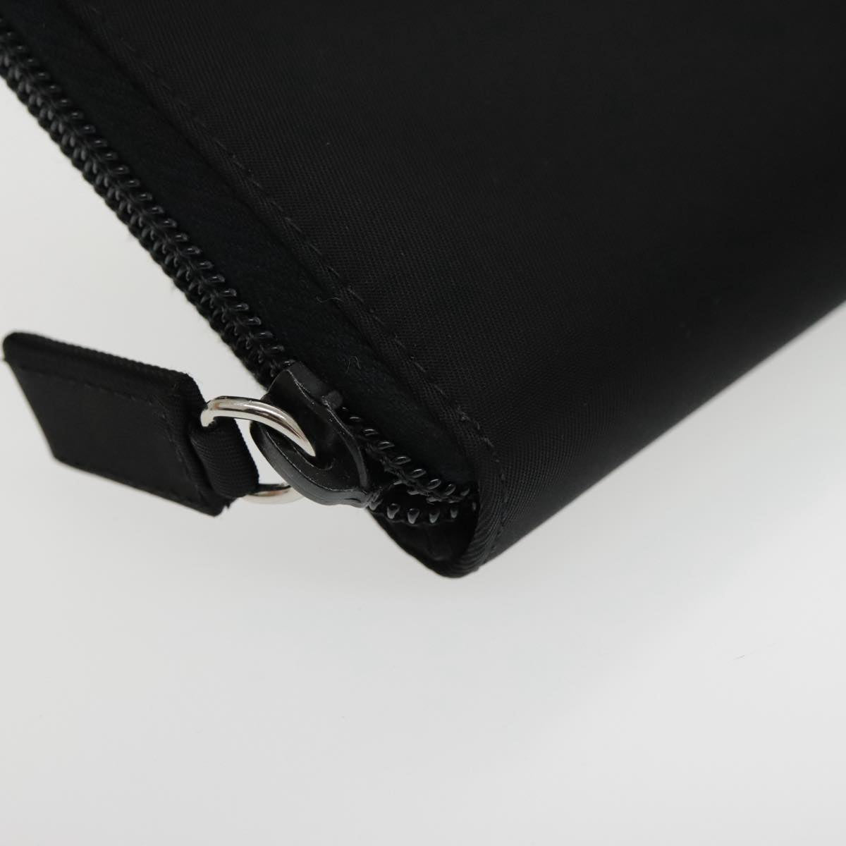 PRADA Wallet Nylon Black Silver Auth 94160