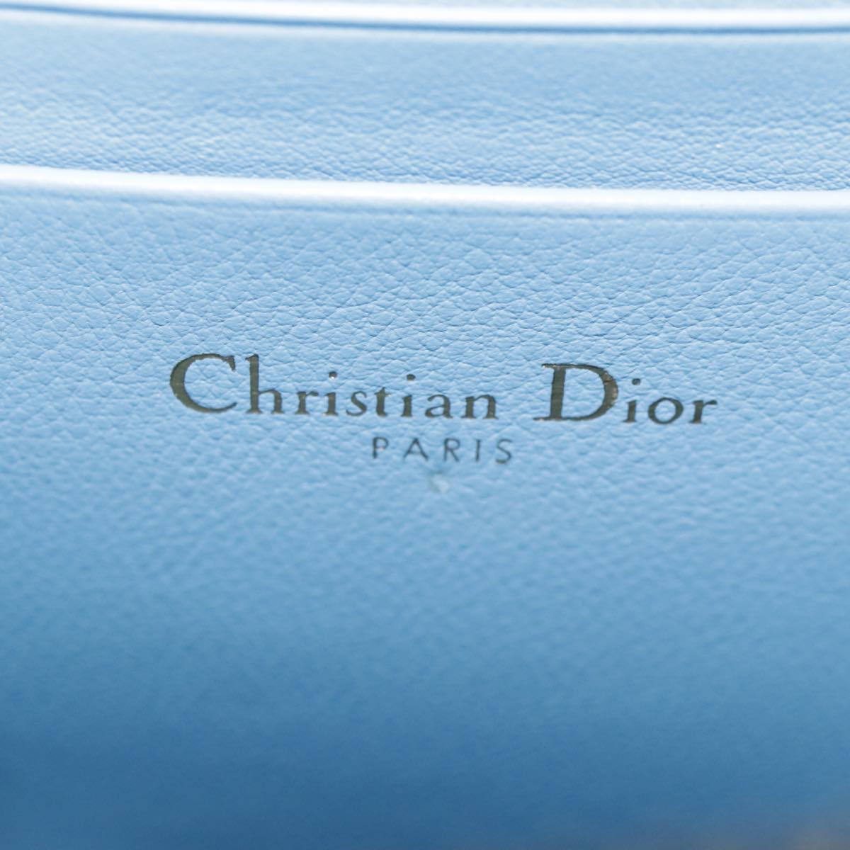 Christian Dior Chain Trotter Canvas Shoulder Bag Blue Gold Auth 94170SAM