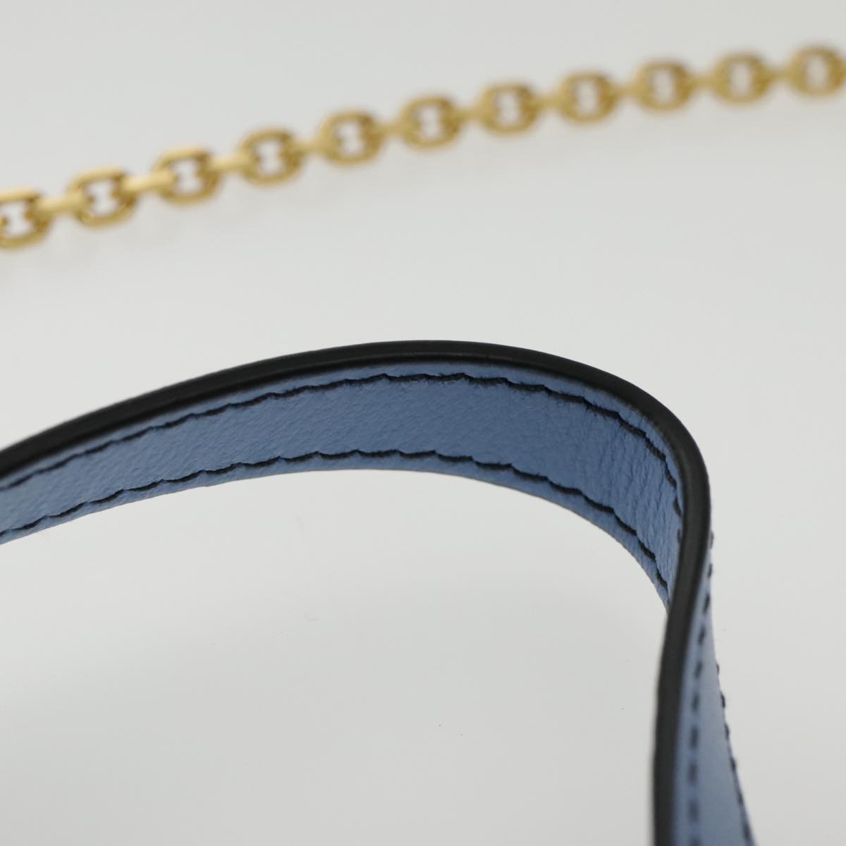 Christian Dior Chain Trotter Canvas Shoulder Bag Blue Gold Auth 94170SAM