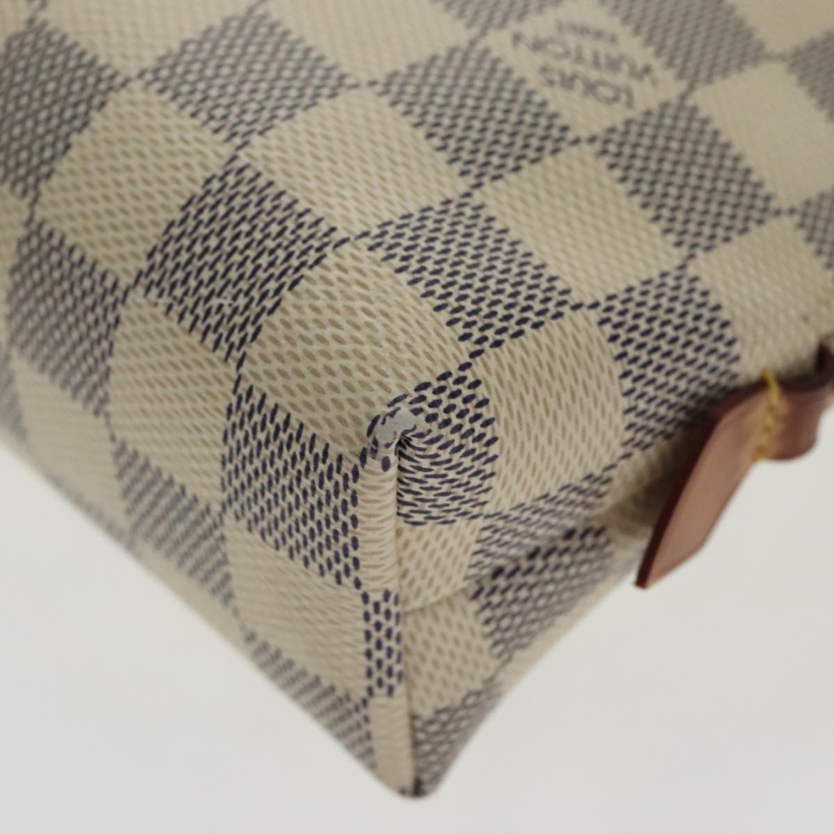 LOUIS VUITTON Damier Azur Pochette Cosmetic GM Pouch N23346 LV Auth 94178