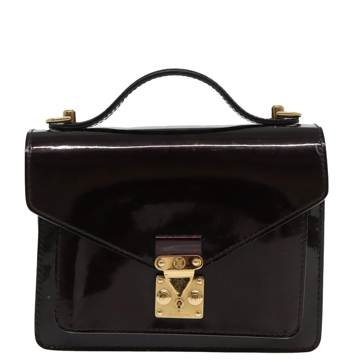 LOUIS VUITTON Monogram Vernis Monceau BB Bag 2way Amarante M91580 LV Auth 94183