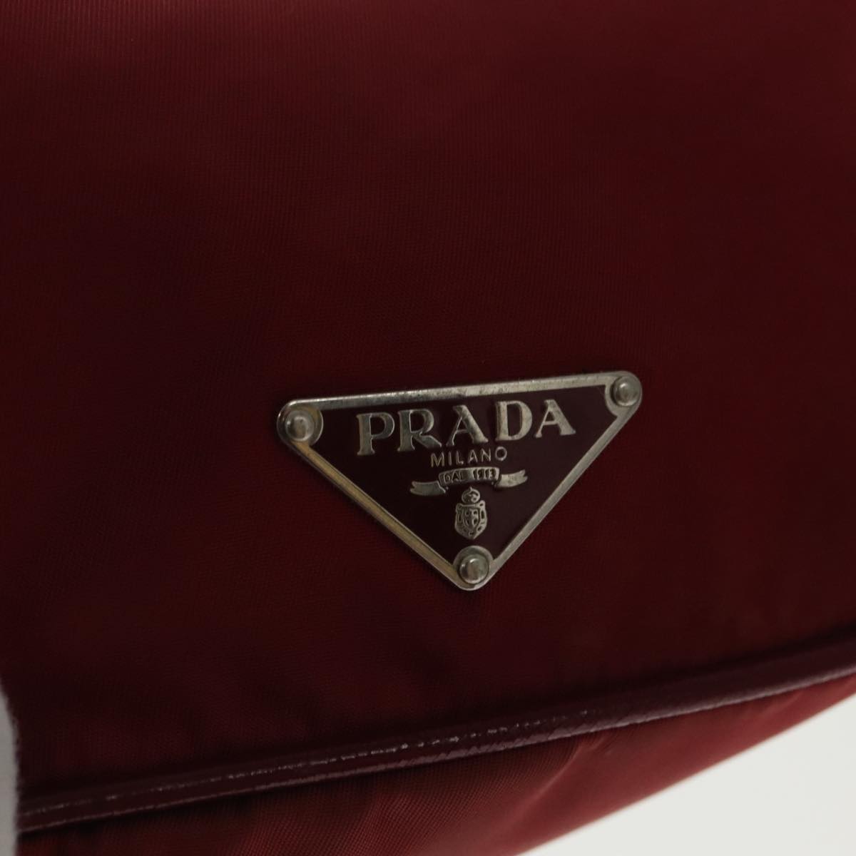 PRADA Accessory Pouch Nylon Red Silver Auth 94191