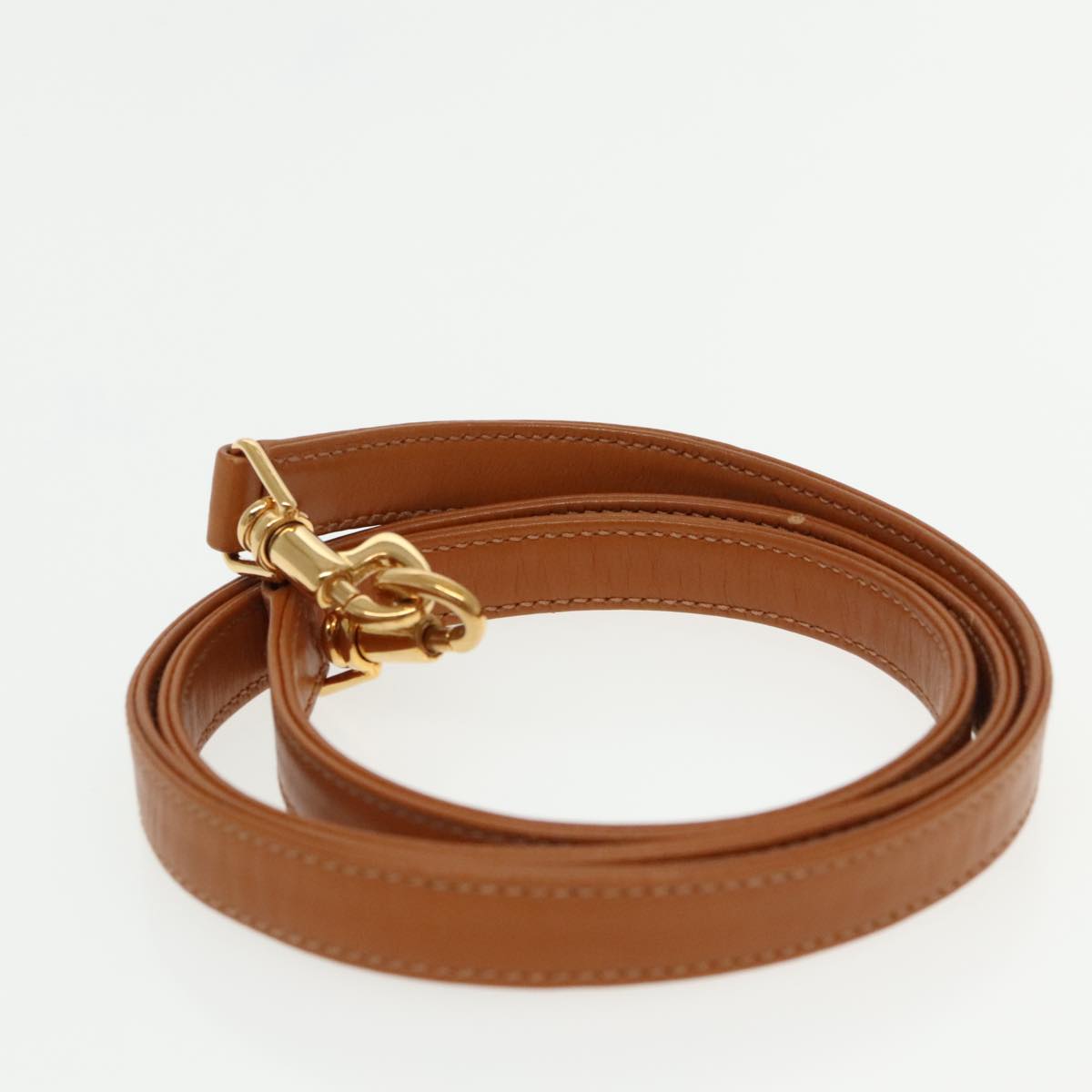 GUCCI Hand Bag Leather 2way Brown White gold Auth 94243