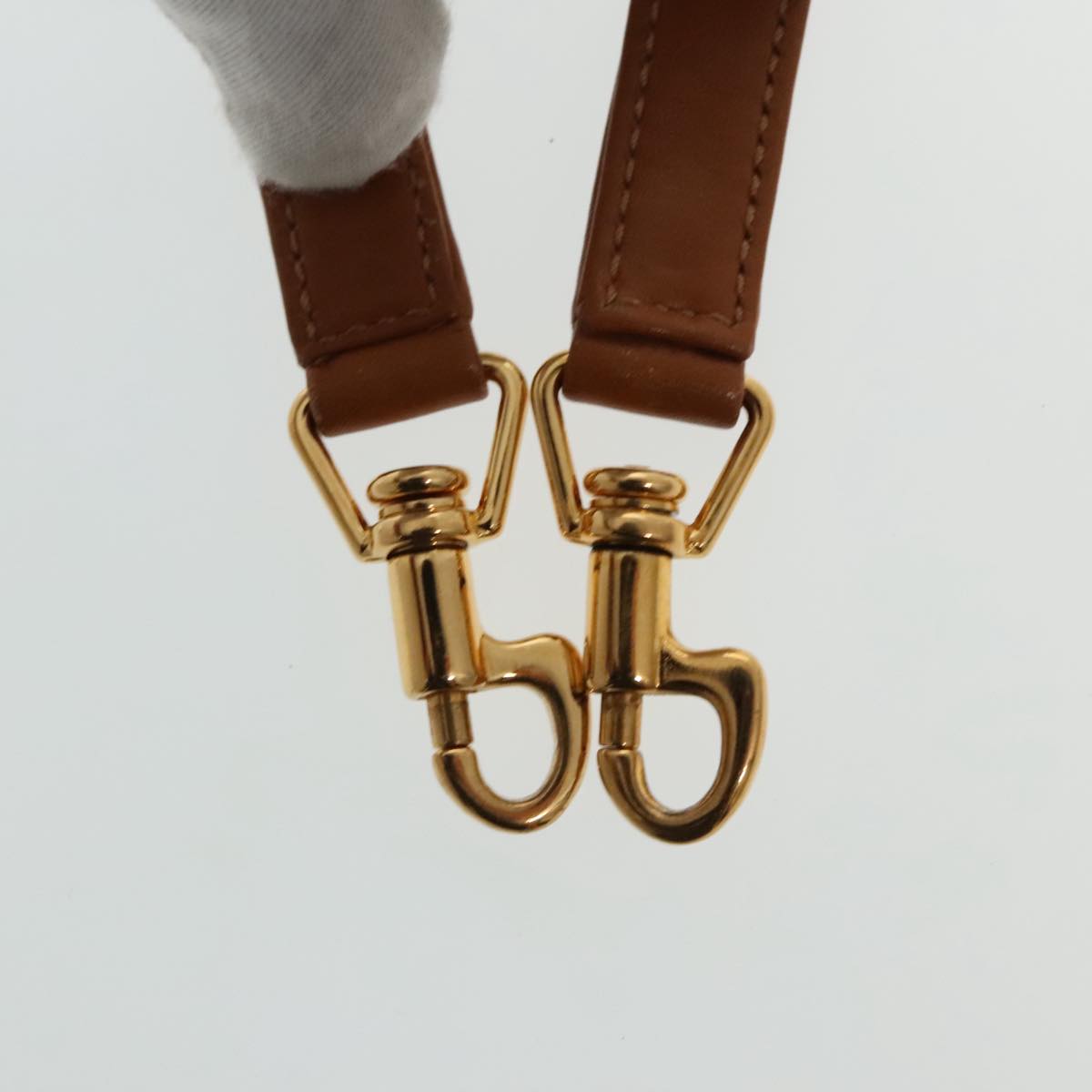 GUCCI Hand Bag Leather 2way Brown White gold Auth 94243