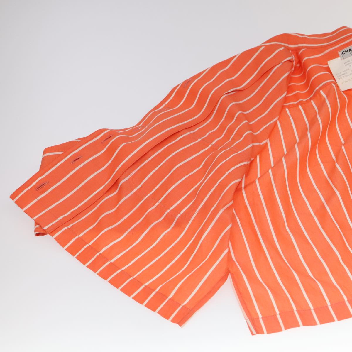 CHANEL Shirt Cotton Orange CC Auth 94245AM