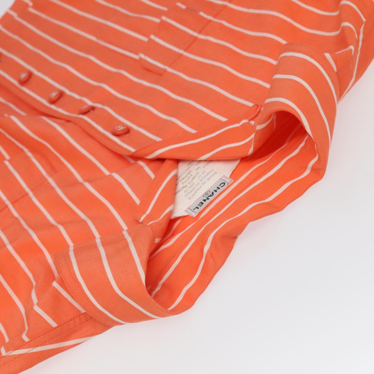 CHANEL Shirt Cotton Orange CC Auth 94245AM