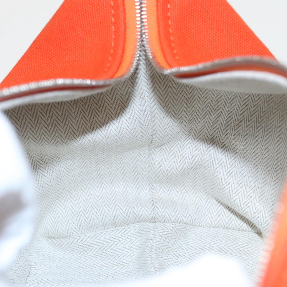 HERMES Pouch Cotton Orange Silver Auth 94262SM
