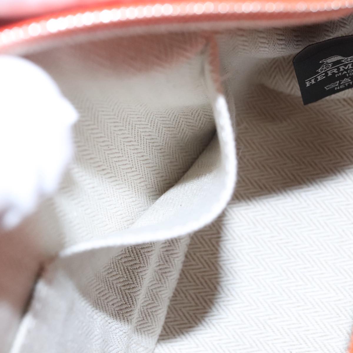 HERMES Pouch Cotton Orange Silver Auth 94262SM