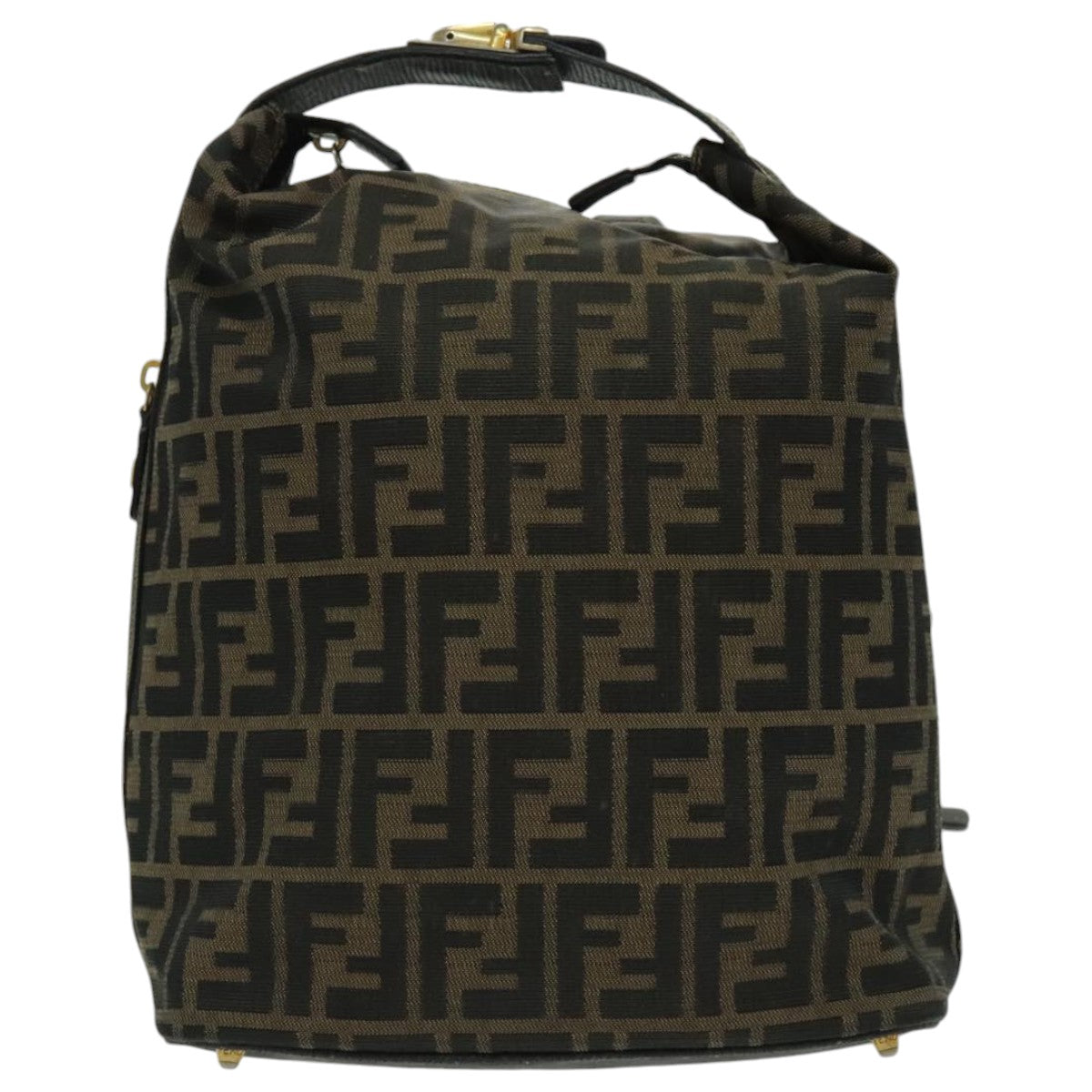 FENDI Zucca Canvas Backpack Brown Black Gold Auth 94295