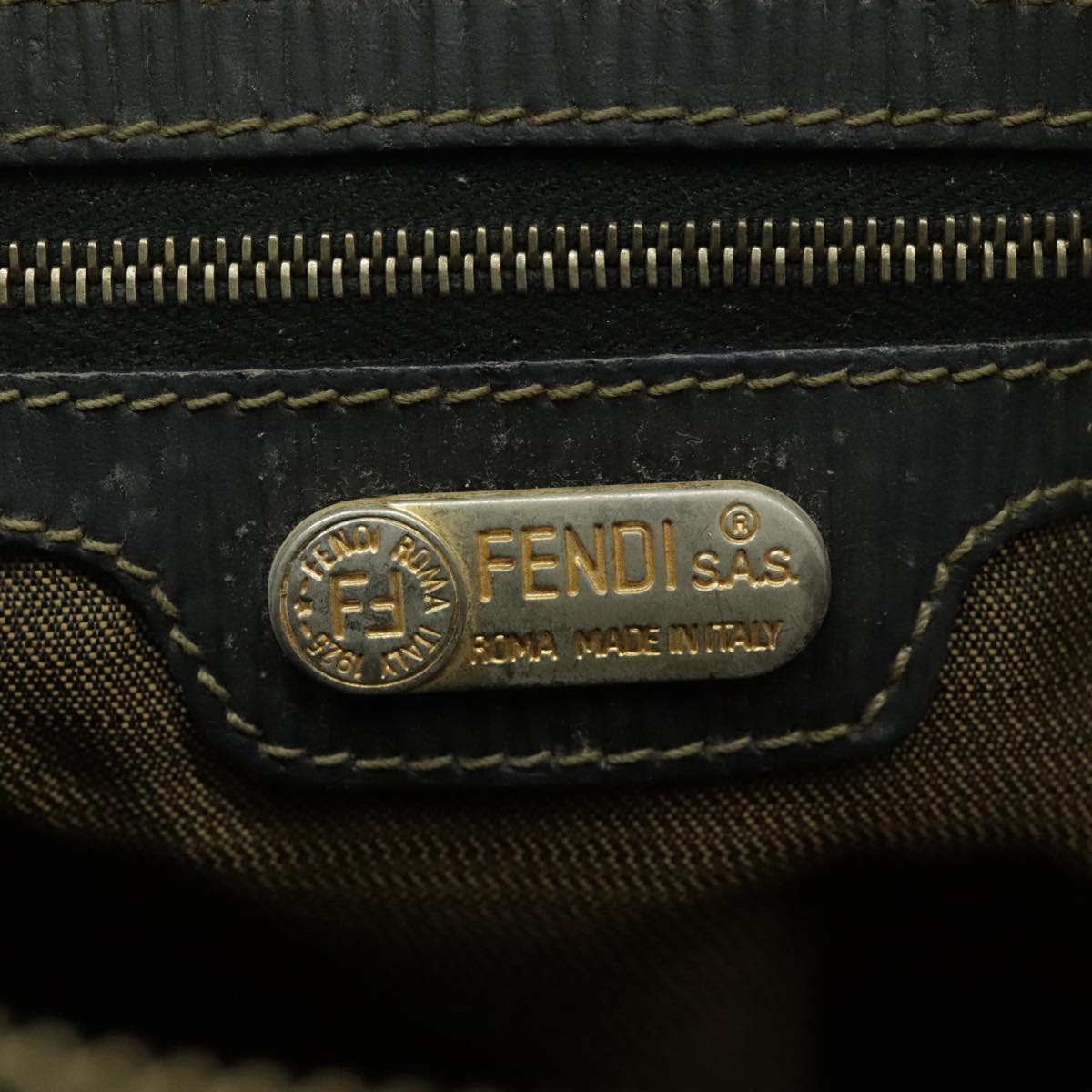 FENDI Zucca Canvas Backpack Brown Black Gold Auth 94295