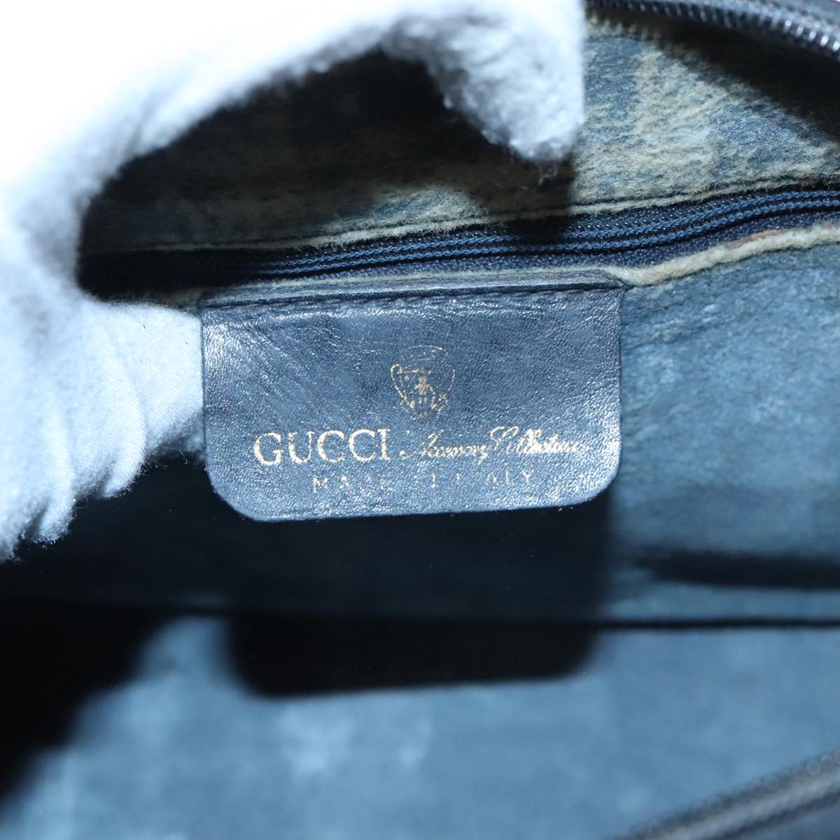 GUCCI GG Supreme Sherry Line Boston Bag PVC Navy Red gold 012 3841 58 Auth 94298