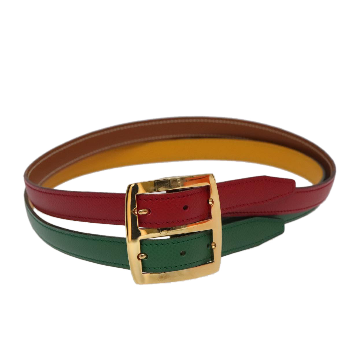 HERMES Belt Leather 28.3"""""""""""""""" Multicolor Gold Auth 94310