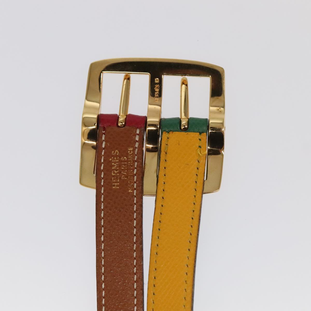 HERMES Belt Leather 28.3"""""""""""""""" Multicolor Gold Auth 94310